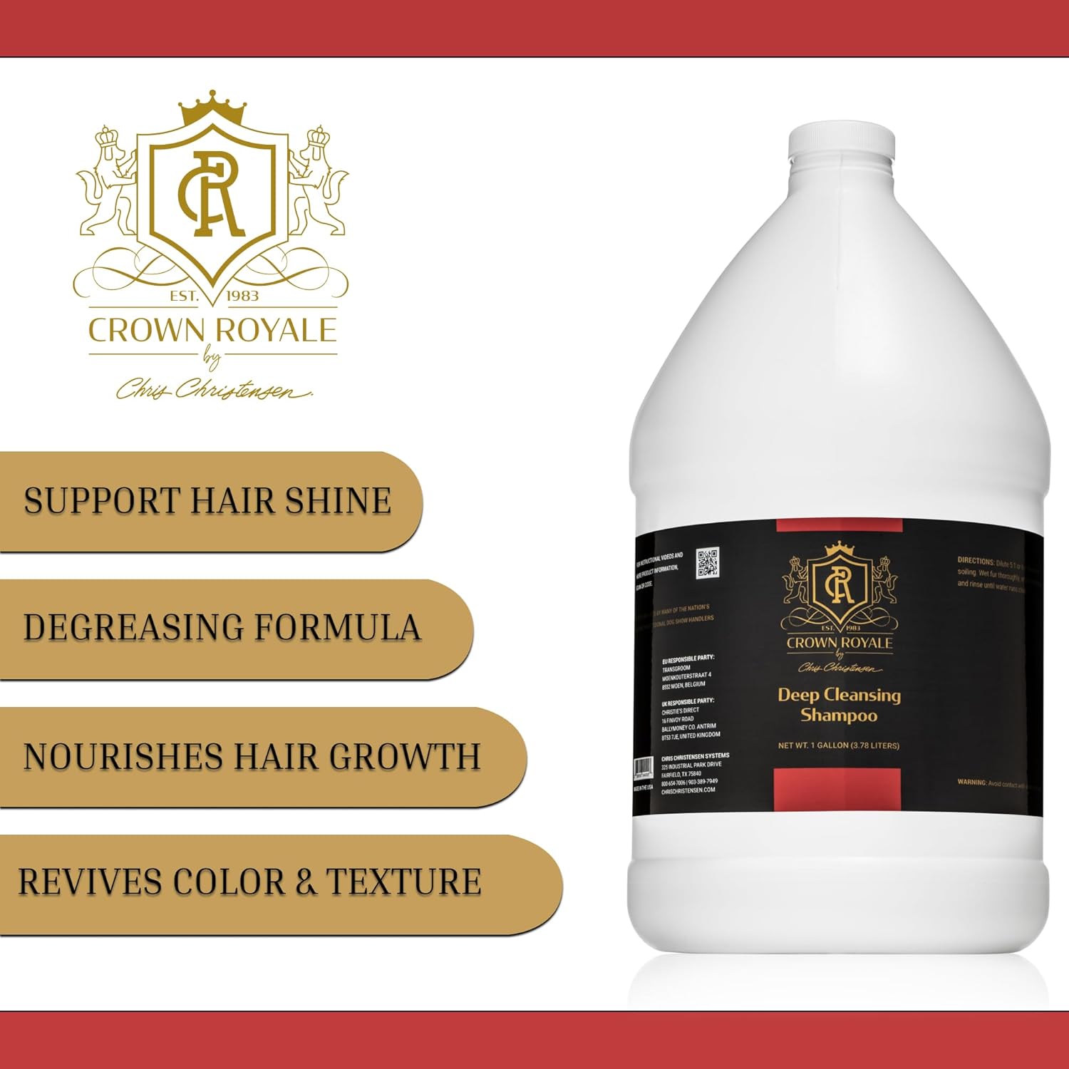 Crown Royale Deep Cleansing Dog Shampoo Concentrate, Revives Color and Texture, Nourishes and Stimulates Hair Growth, Made in USA, 1 gal