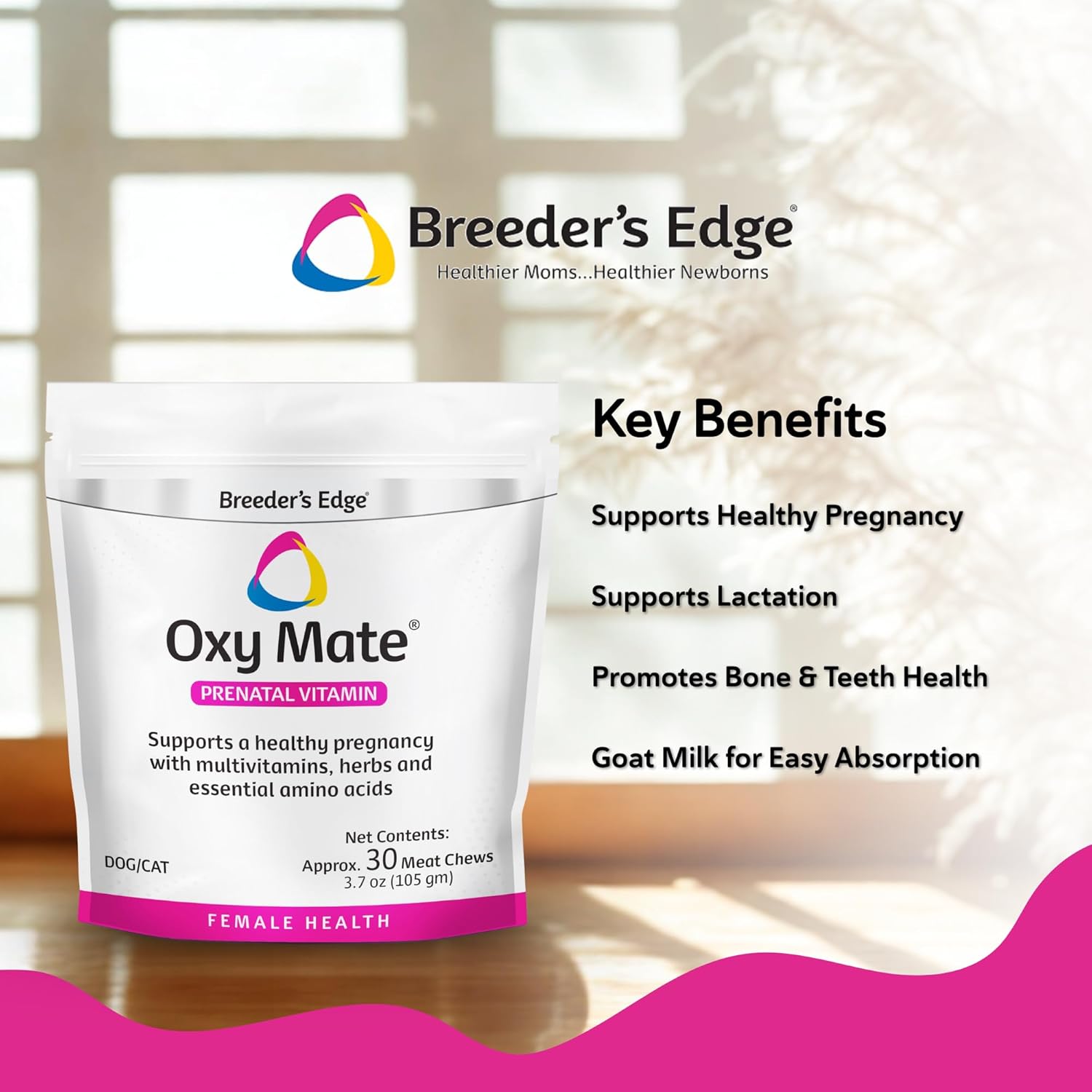 Revival Animal Health Breeder's Edge Oxy Mate - Prenatal Supplement for Dogs & Cats - 30ct Meat Treats