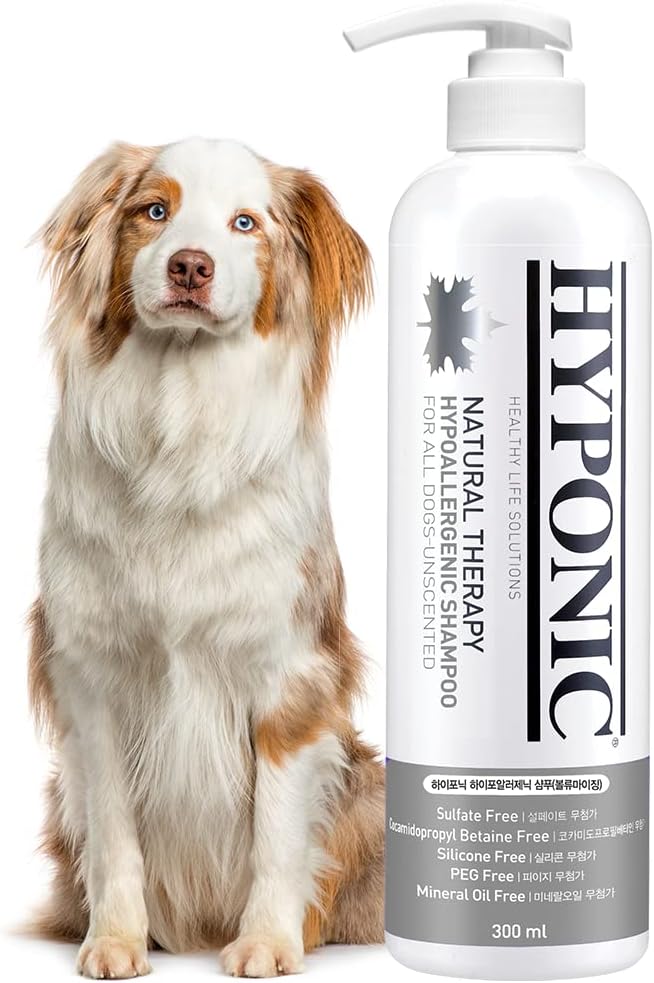 HYPONIC Hypoallergenic Premium Dog Shampoo - Deodorizing, Sensitive Skin, Detangling (All Breeds unscented (10.1 oz))