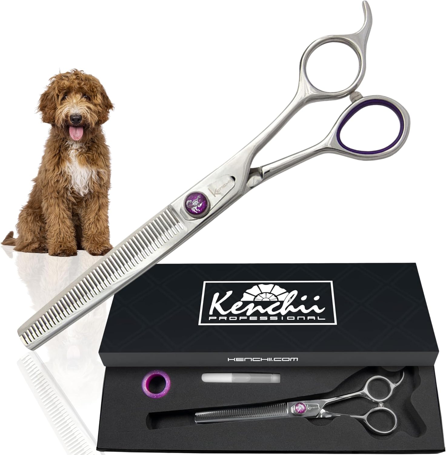 Kenchii Scorpion Dog Grooming Scissors, 46 Tooth Thinning Shears, Dog Scissors for Grooming