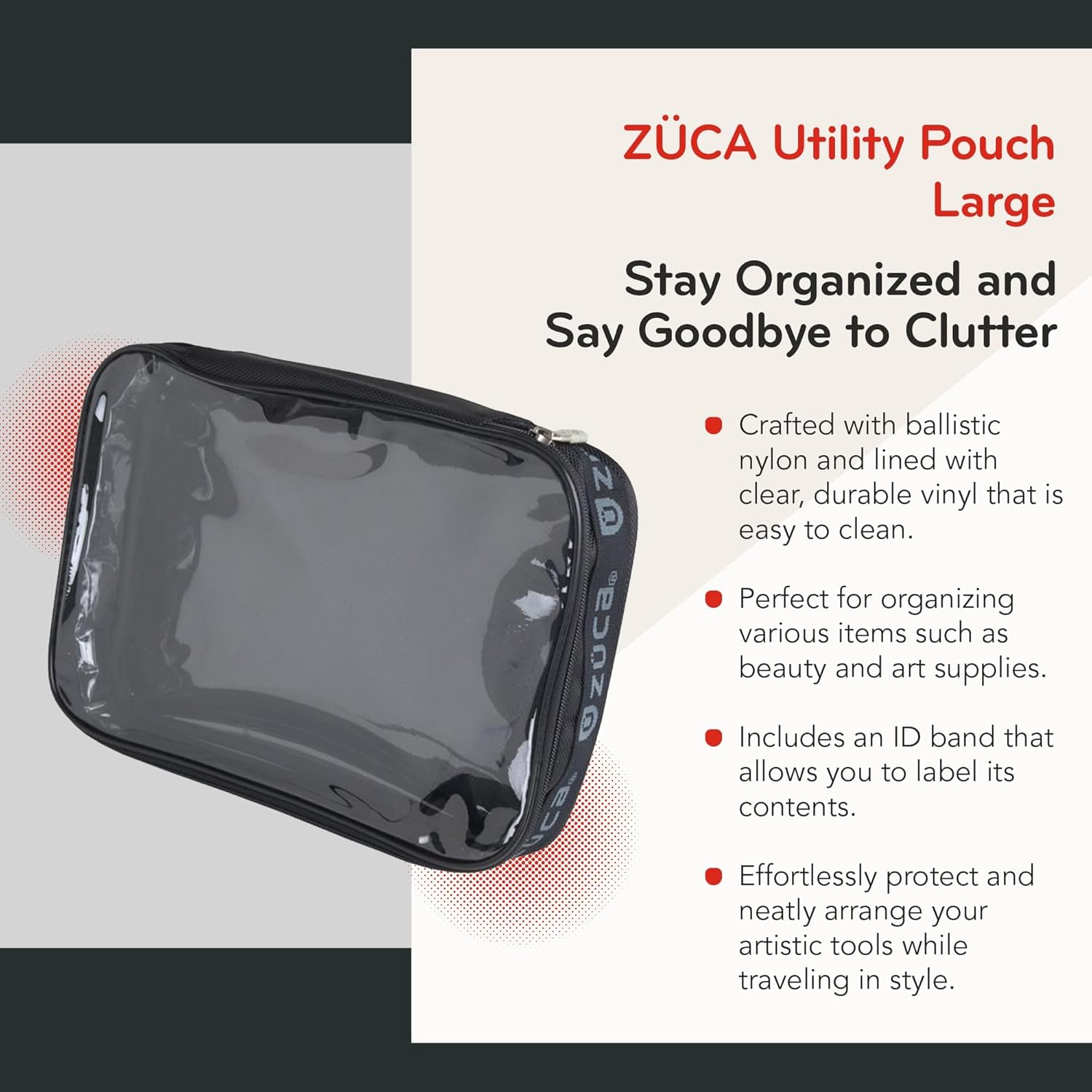 ZUCA Pro & Sport Bag Accessory: Large Artist Utility Make-up Pouch - Durable, Spacious Cosmetic Storage Solution For Travel & Professional Use