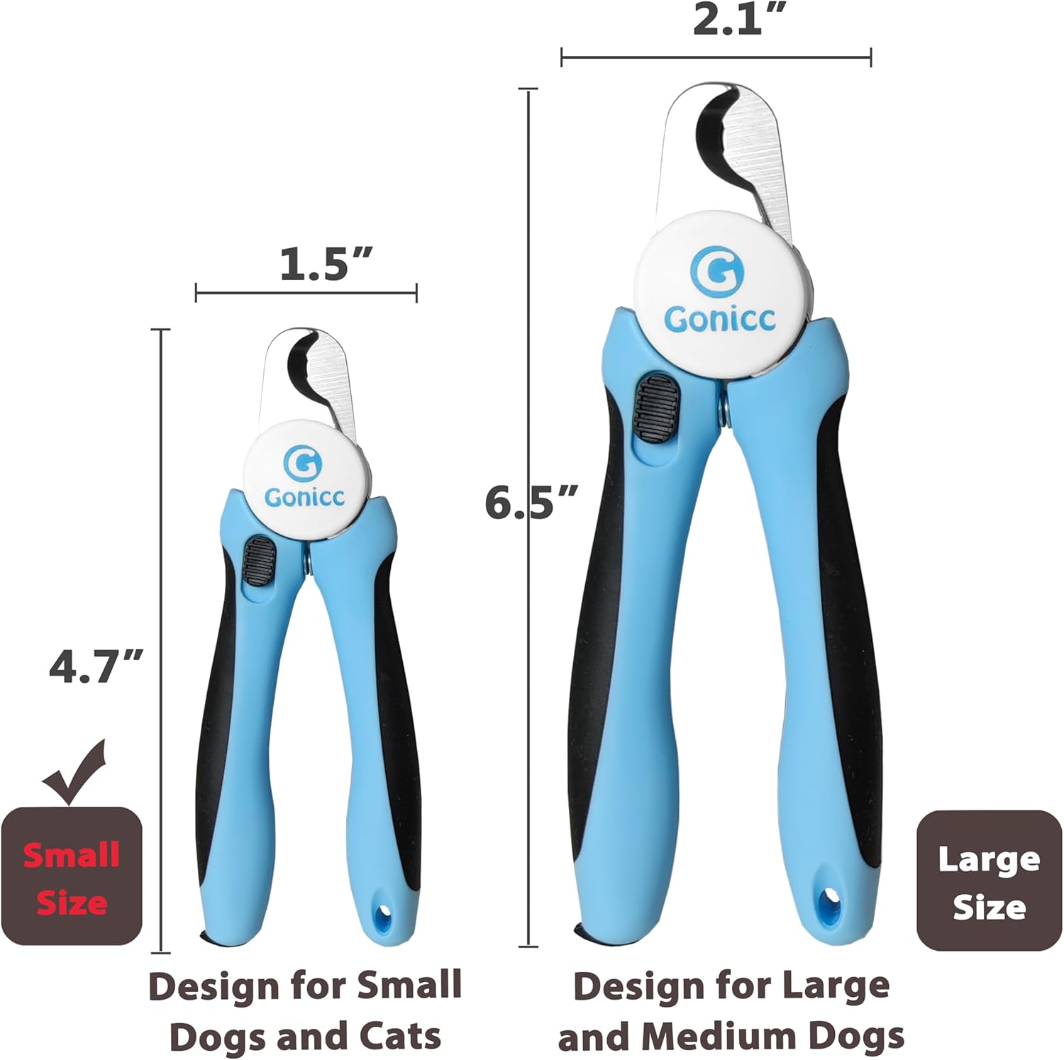 Medium gonicc Professional Small Dog and Cat Nail Clippers Sharp Stainless Steel Pet Nail Trimmers (with Free Nail File in Handle), for Rabbit, Small Animal, with Safety Guard to Avoid Overcutting