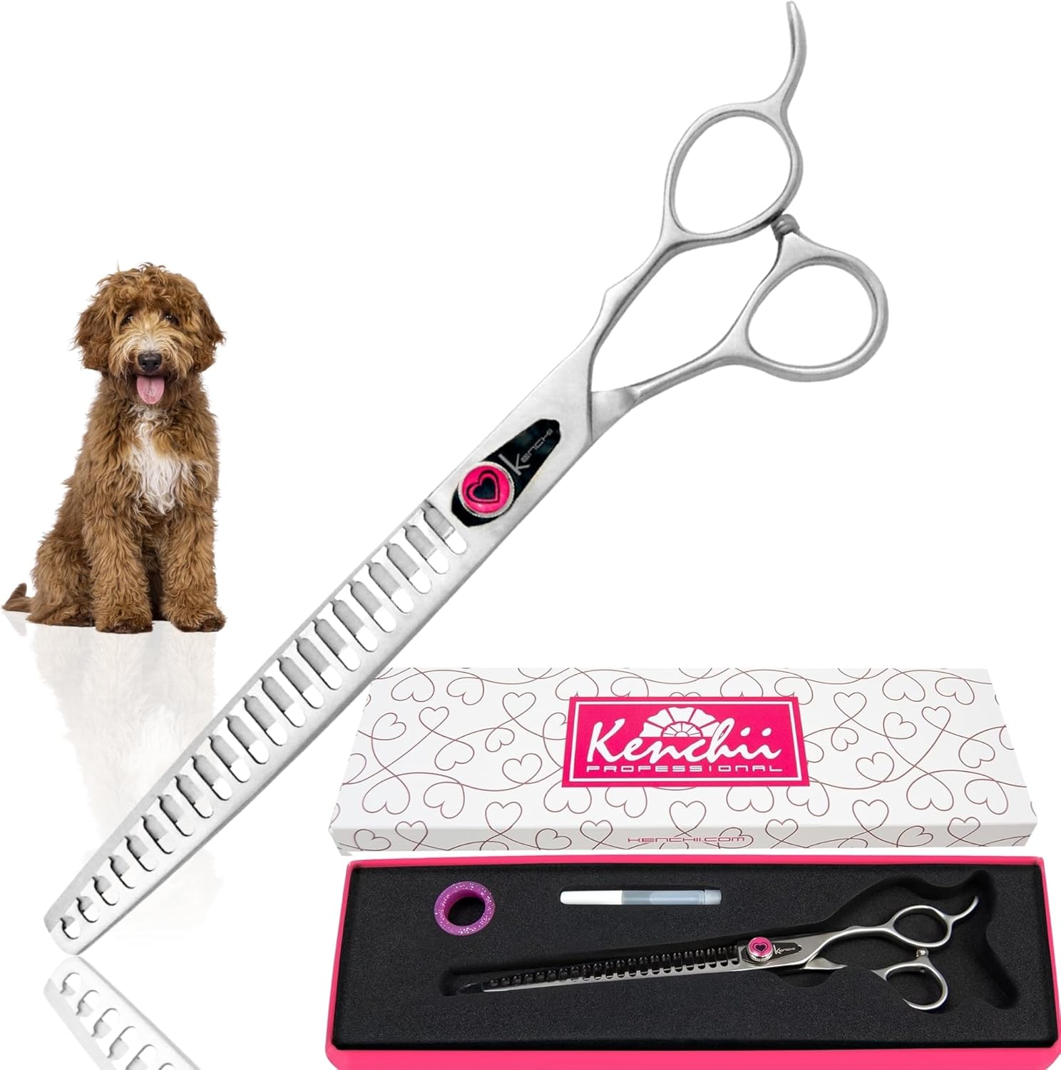 Kenchii Love Dog Grooming Scissors, 22 Tooth Blender Shears, Dog Scissors for Grooming