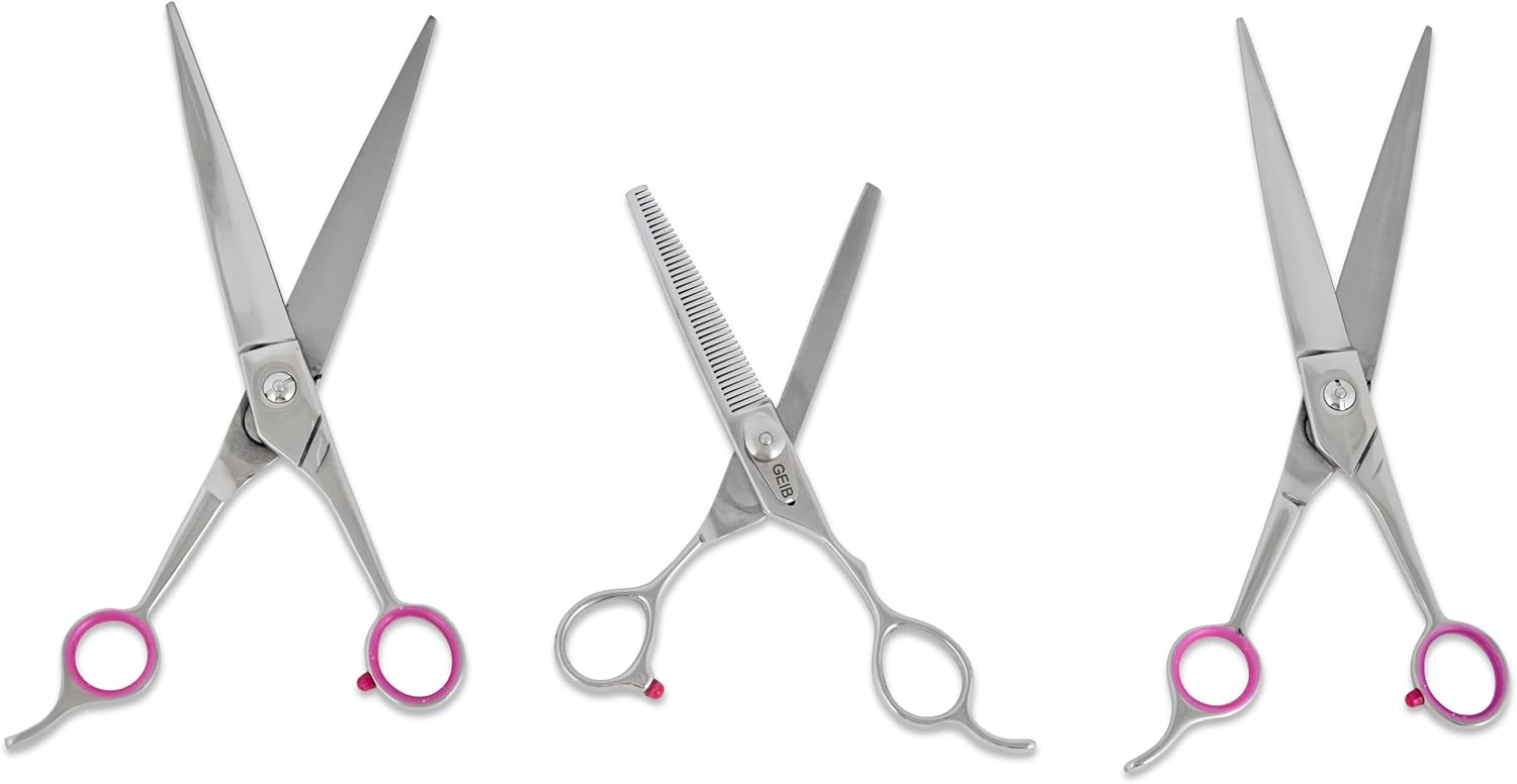 Geib Buttercut Dog Grooming Scissors, Stainless Steel Professional Dog Grooming Kit - Curved, Straight and Thinning Shears, 3 in 1 pet grooming kit