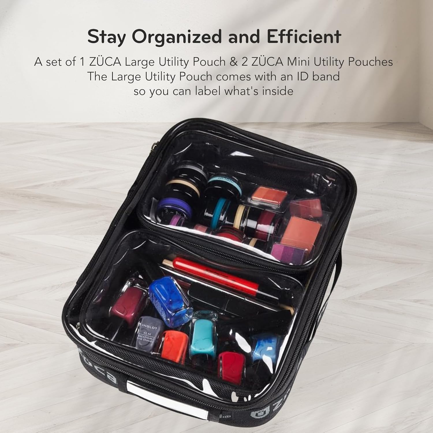 ZUCA Utility Pouch Combo Set - 1 Large & 2 Mini Utility Makeup Pouch - Durable, Spacious Cosmetic Storage