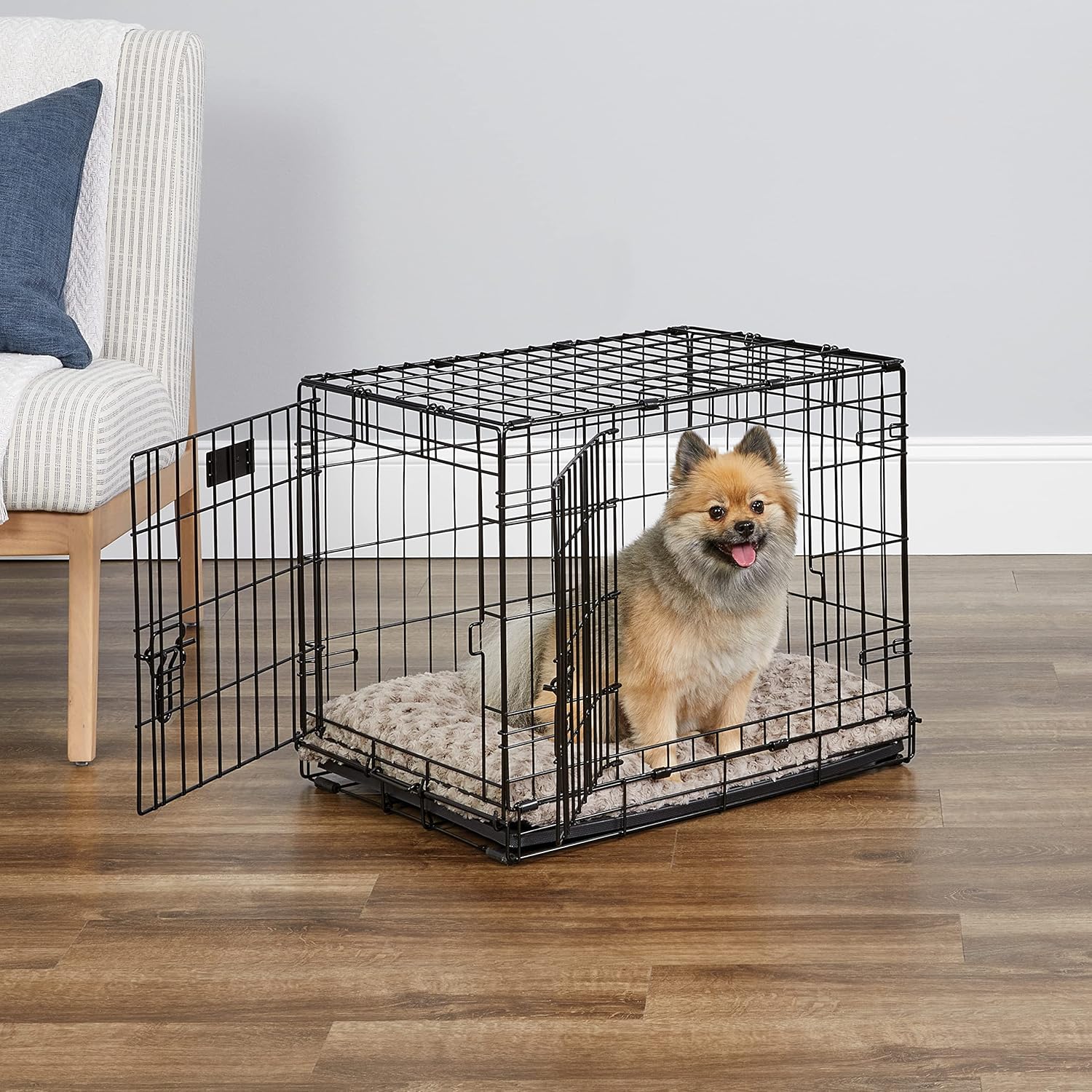 Midwest Homes for Pets 24-Inch crate for Small Breeds, 12-20 lbs, Double Door Folding Dog Crate with Divider Panel,