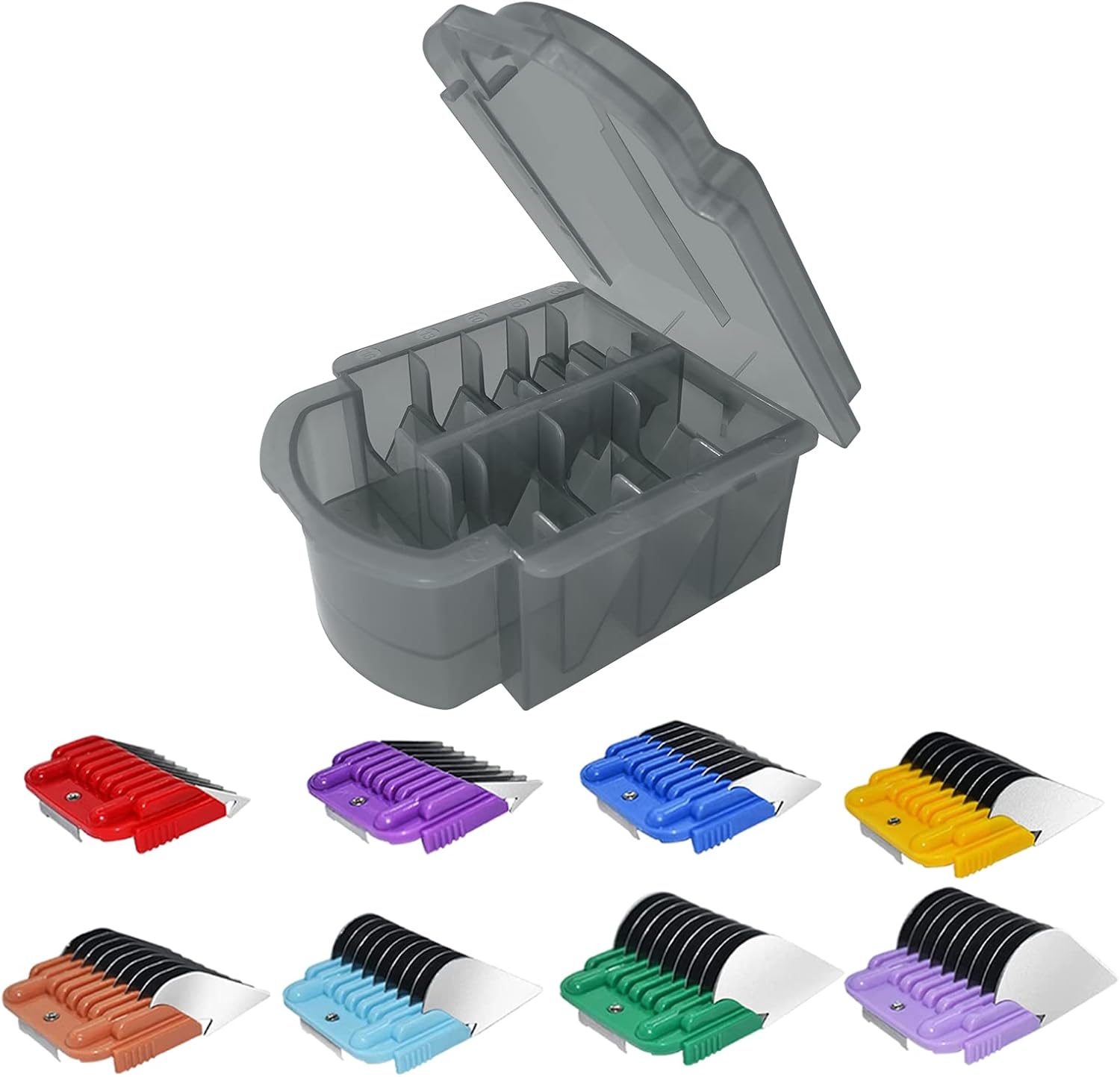 Animal Stainless Steel Attachment 8 Colors Guide Comb Set from 1/8 Inch to 1 Inch