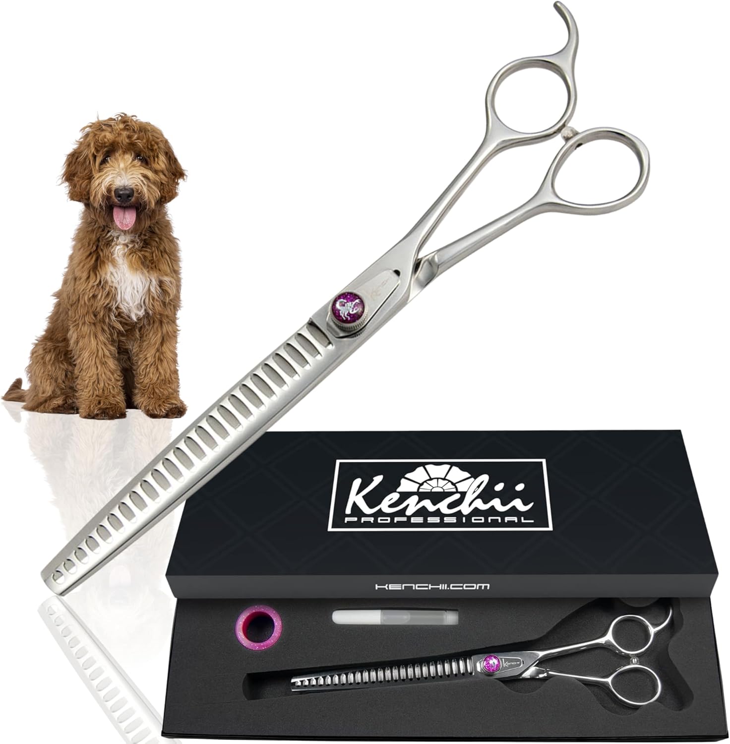 Kenchii Scorpion 24 Tooth Blending Scissors for Dogs and Pets - Premium Steel Scissors for Dog Grooming