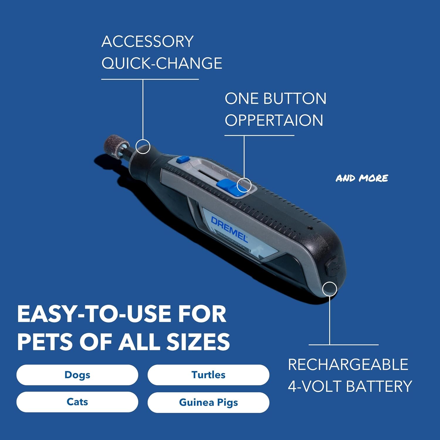 Dremel Paw Control 7760-PET Dog Nail Grinder and Trimmer - Cordless & Rechargeable Pet Grooming Tool Kit - Safe for Dogs, Cats, and Small Animals 