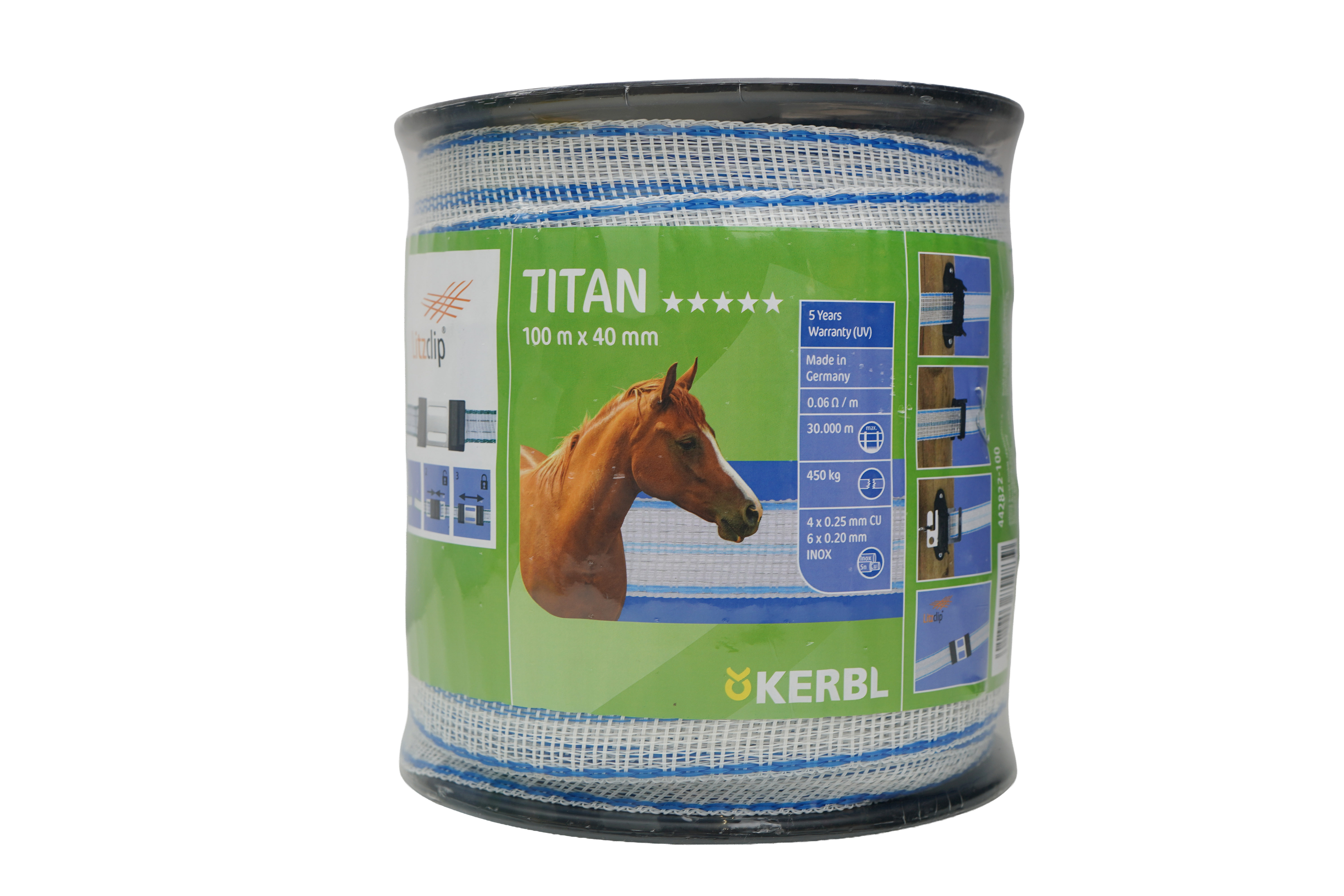 Elektrinio piemens juosta Kerbl TITAN 40 mm x 100 m 442822-100