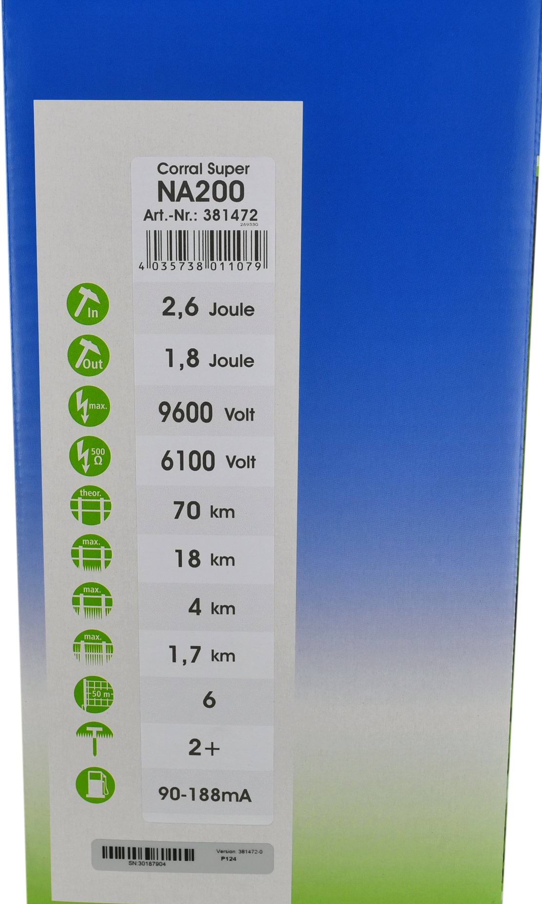 Elektrinis piemuo Corral Super NA200 12 V/230 V 381472