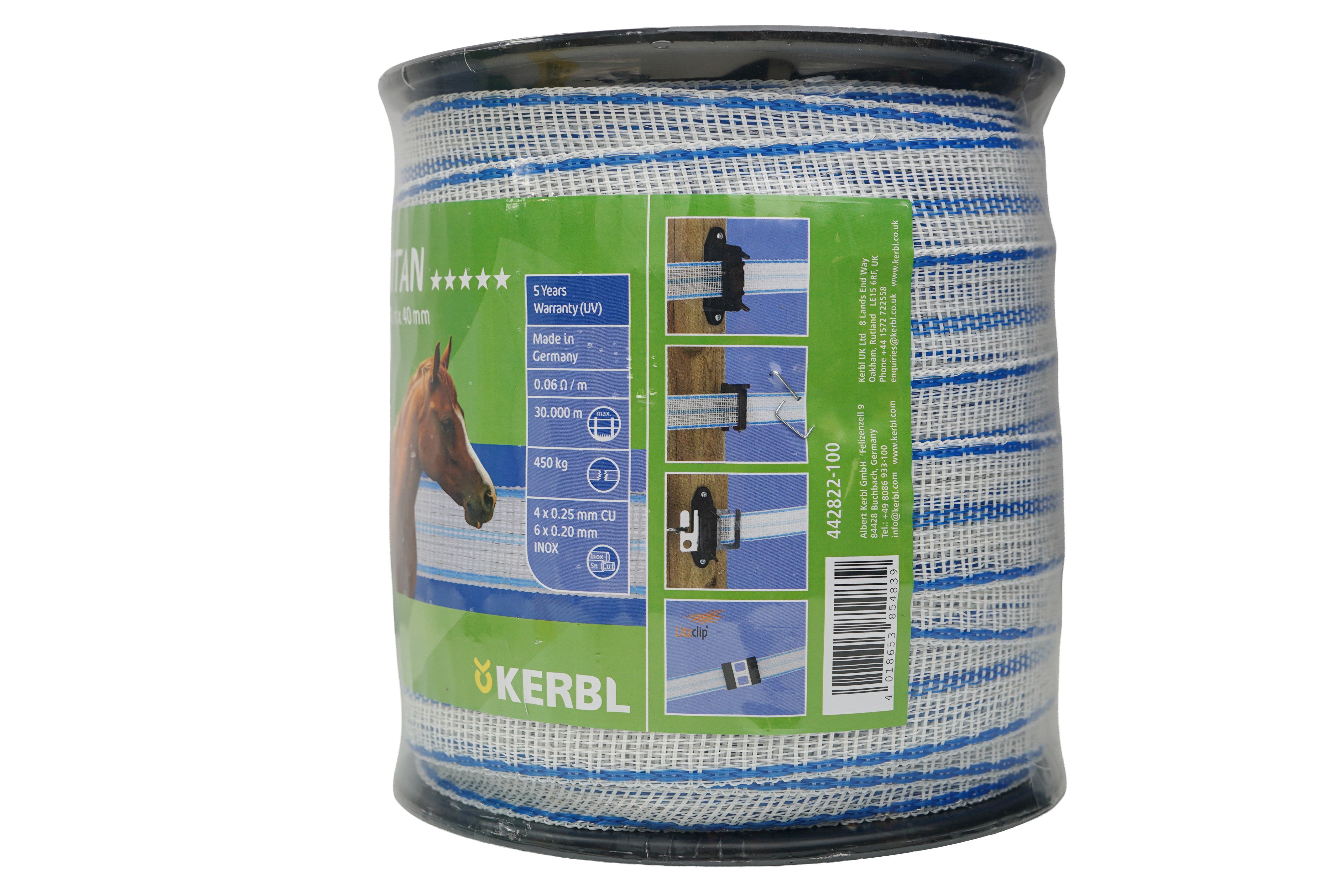 Elektrinio piemens juosta Kerbl TITAN 40 mm x 100 m 442822-100