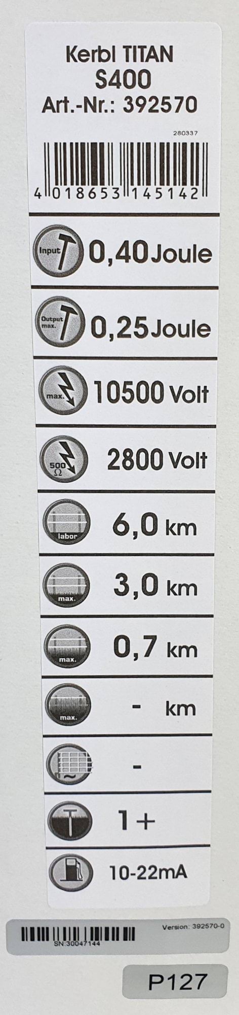 Elektrinis piemuo su saulės baterija Kerbl Titan S400 392570