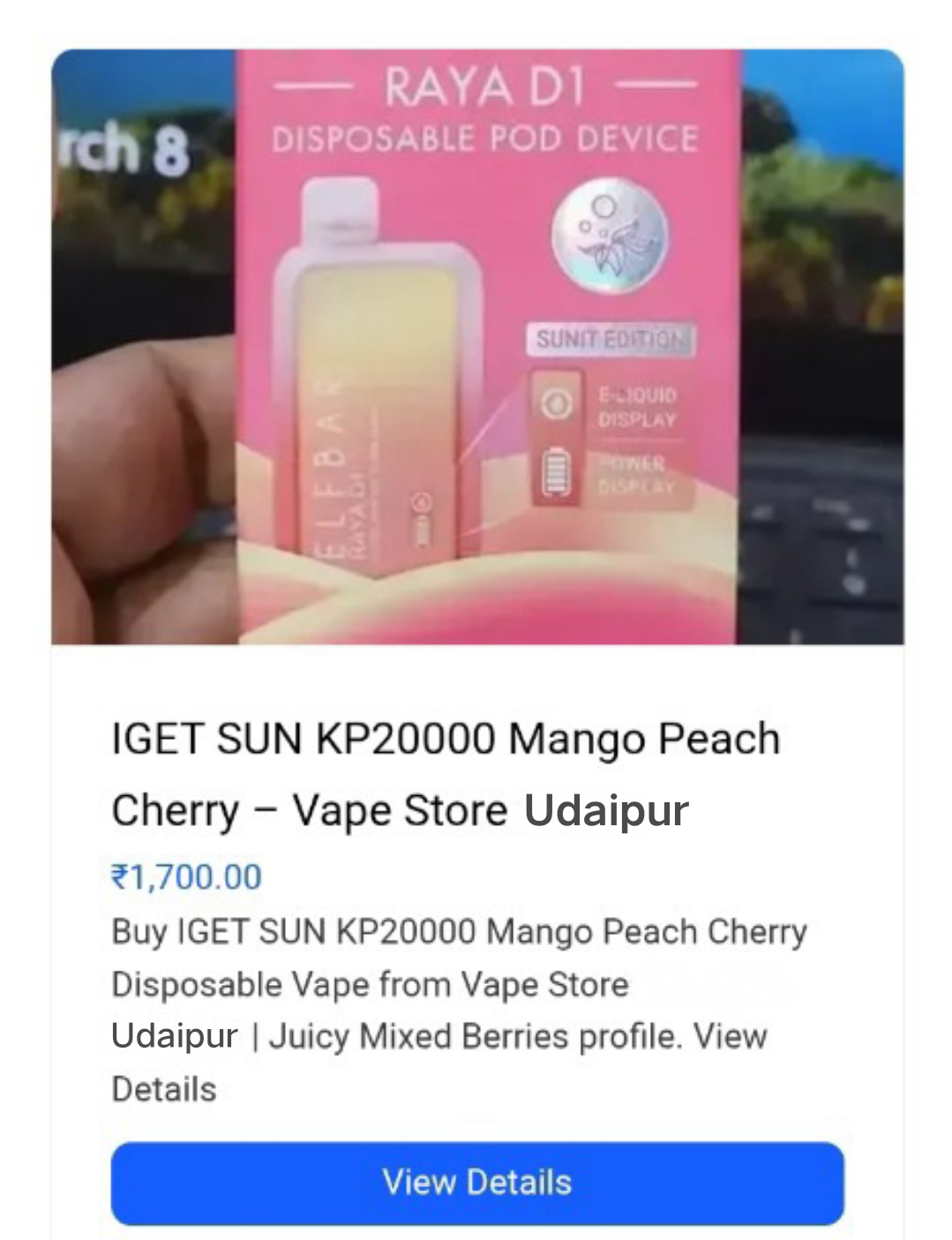 IGET SUN KP20000 Mango Peach Cherry Vape