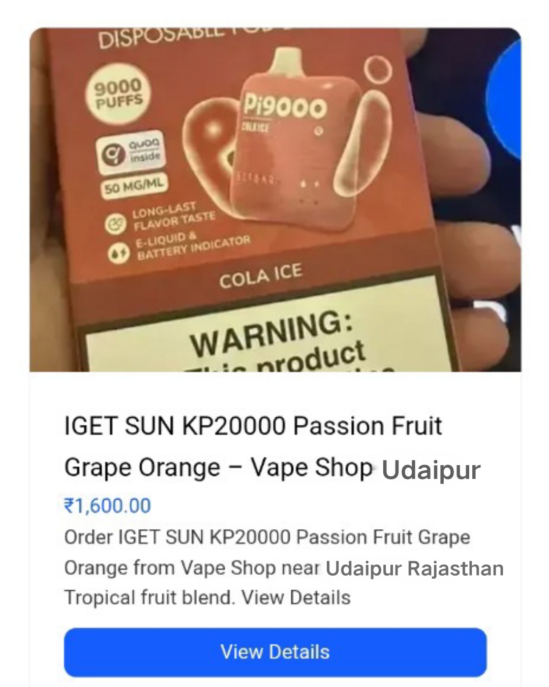 IGET SUN KP20000 Passion Fruit Grape Orange Vape