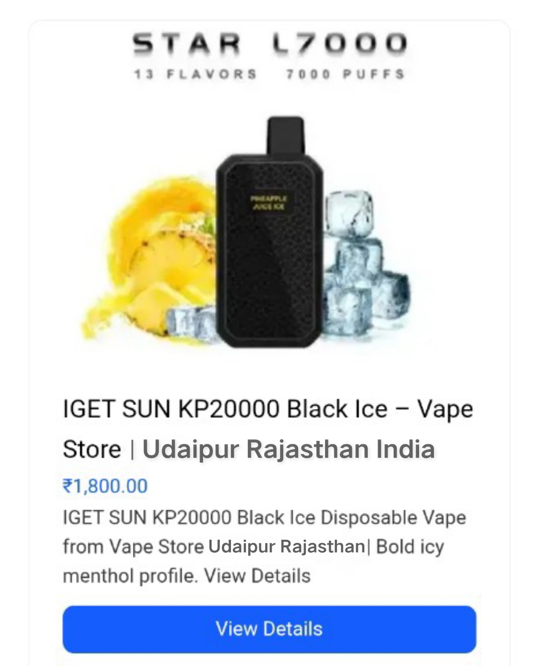 IGET SUN KP20000 Black Ice Vape