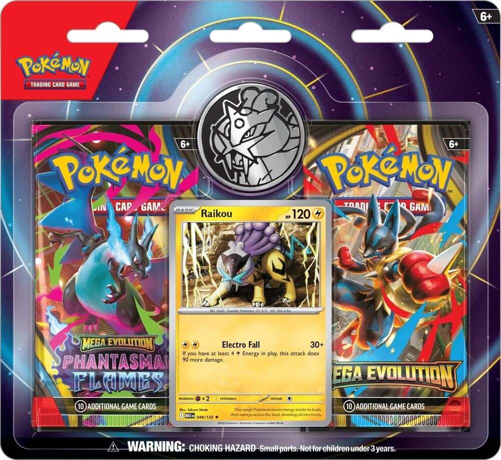 X2 Pokemon TCG Raikou 2 Pack Blister Mega Evolution & Phantasmal Flames