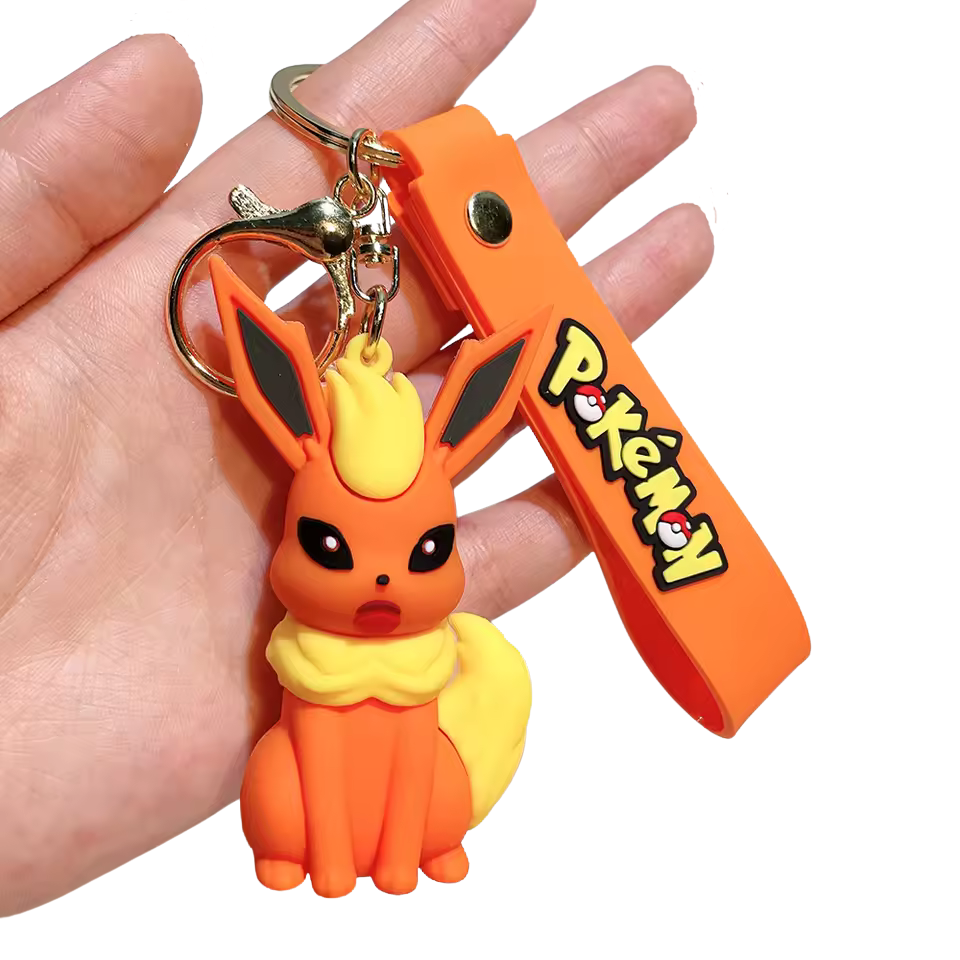 Keychain Pokemon Large Solid Rubber with Gold Keychain
