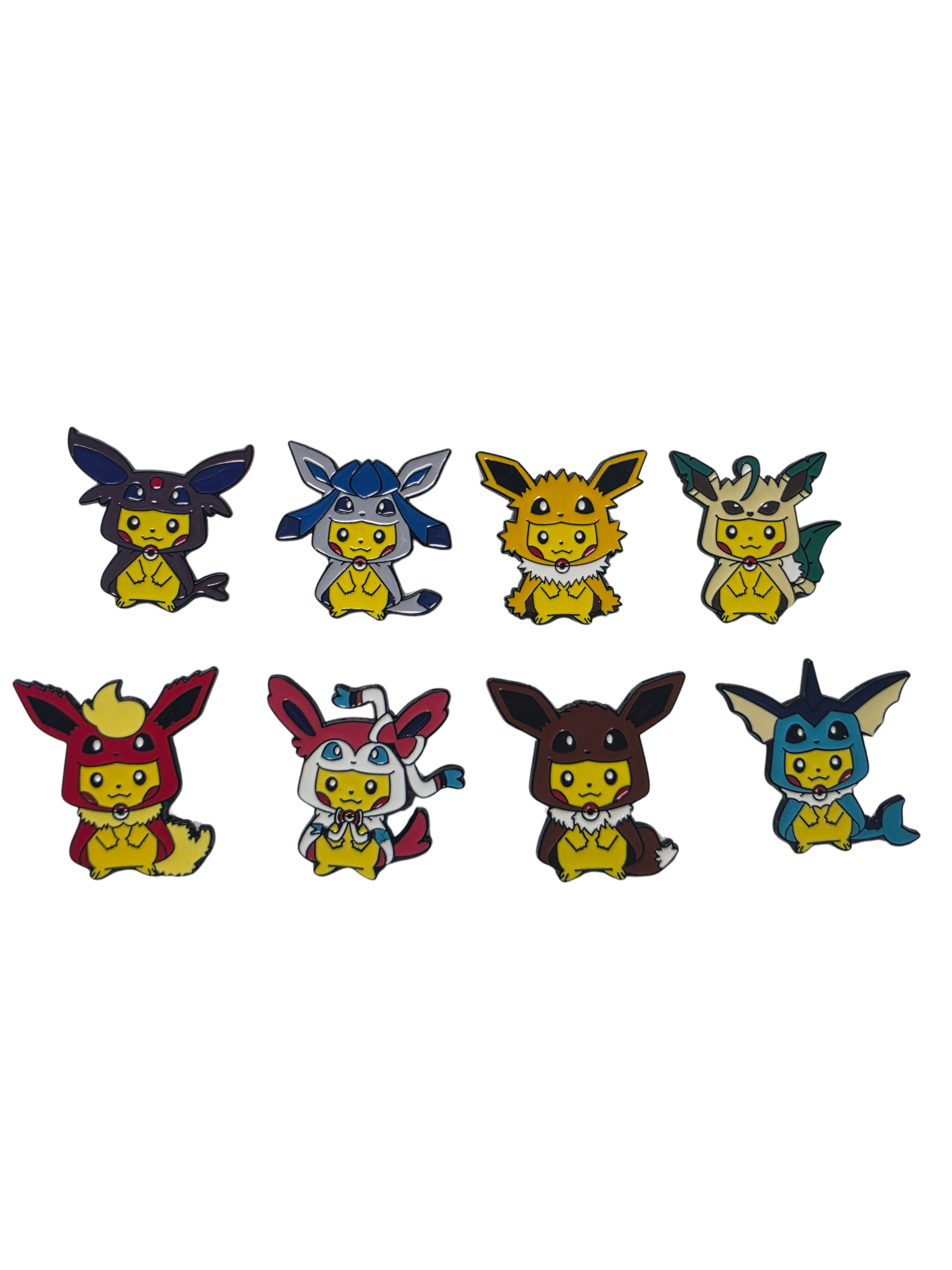 8 Pokemon Pins Pikachu Eeveelutions Eevee, Sylveon, espeon, umbreon, leafeon, glaceon, vaporeon, flareon, vaporeon
