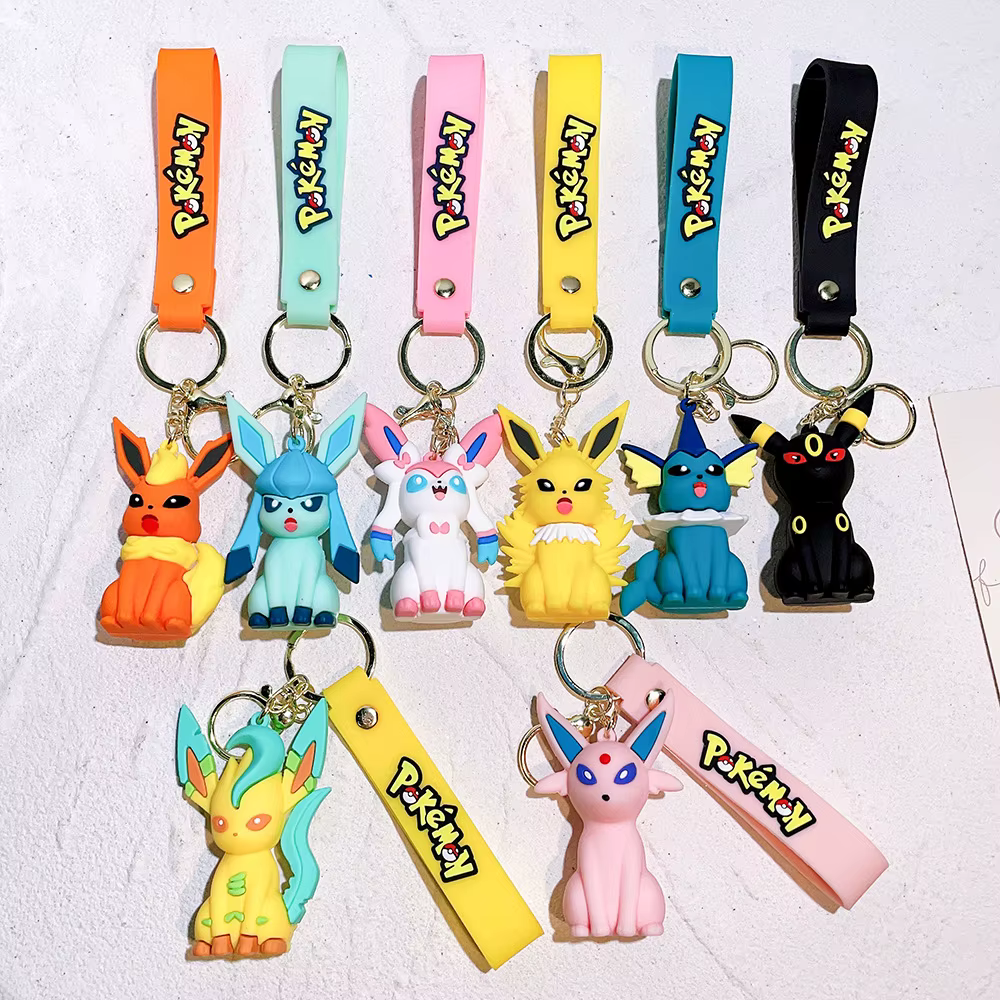 Keychain Pokemon Large Solid Rubber with Gold Keychain