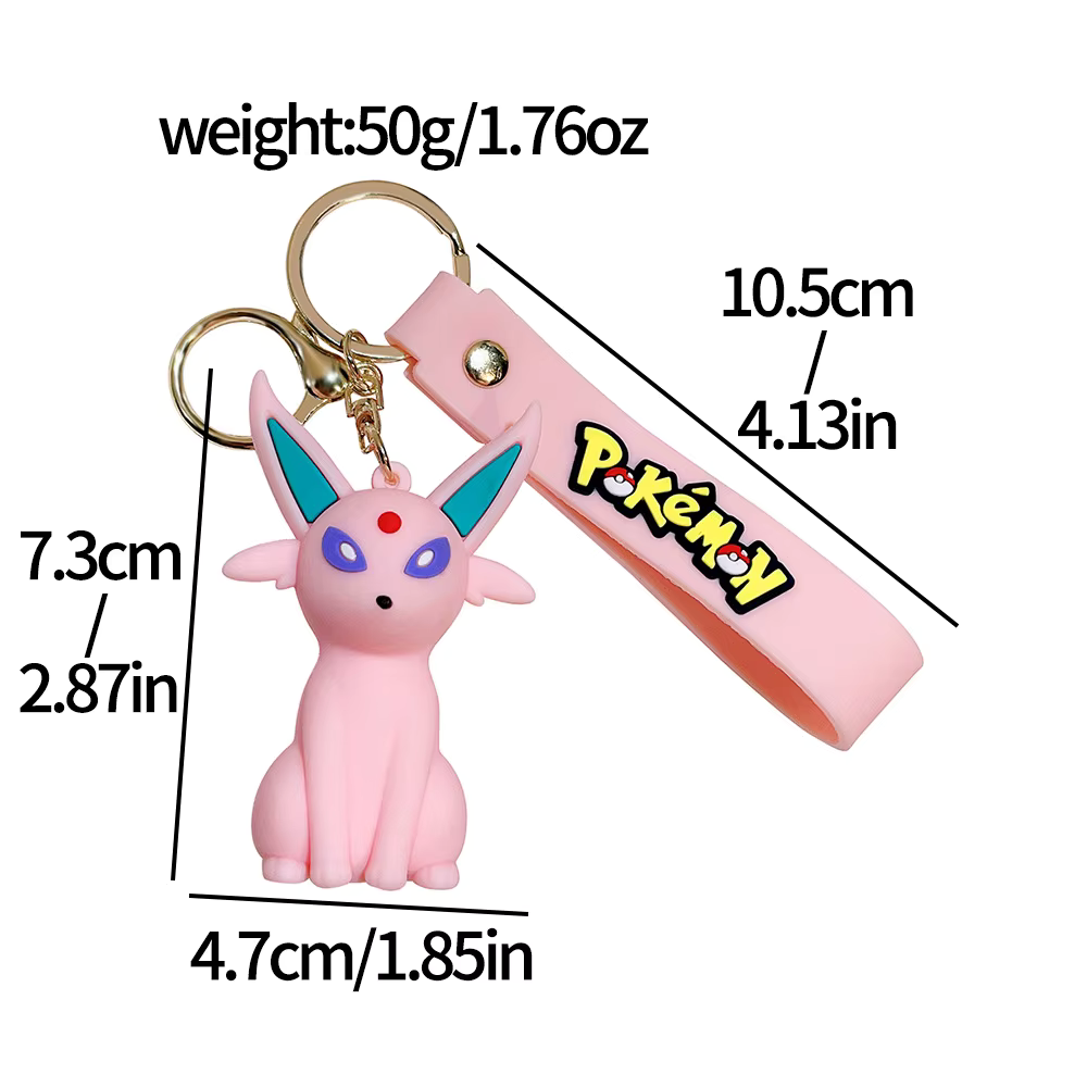 Keychain Pokemon Large Solid Rubber with Gold Keychain