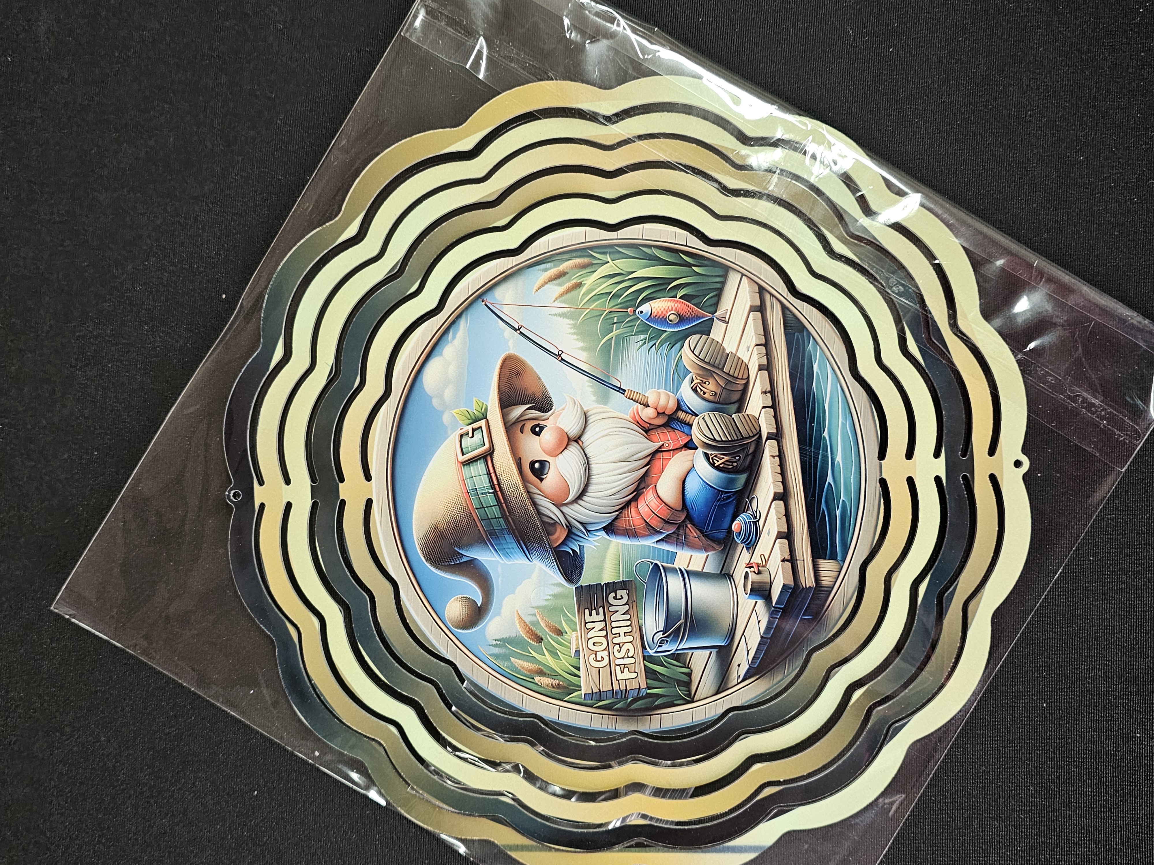 Fishing Gnome Wind Spinner