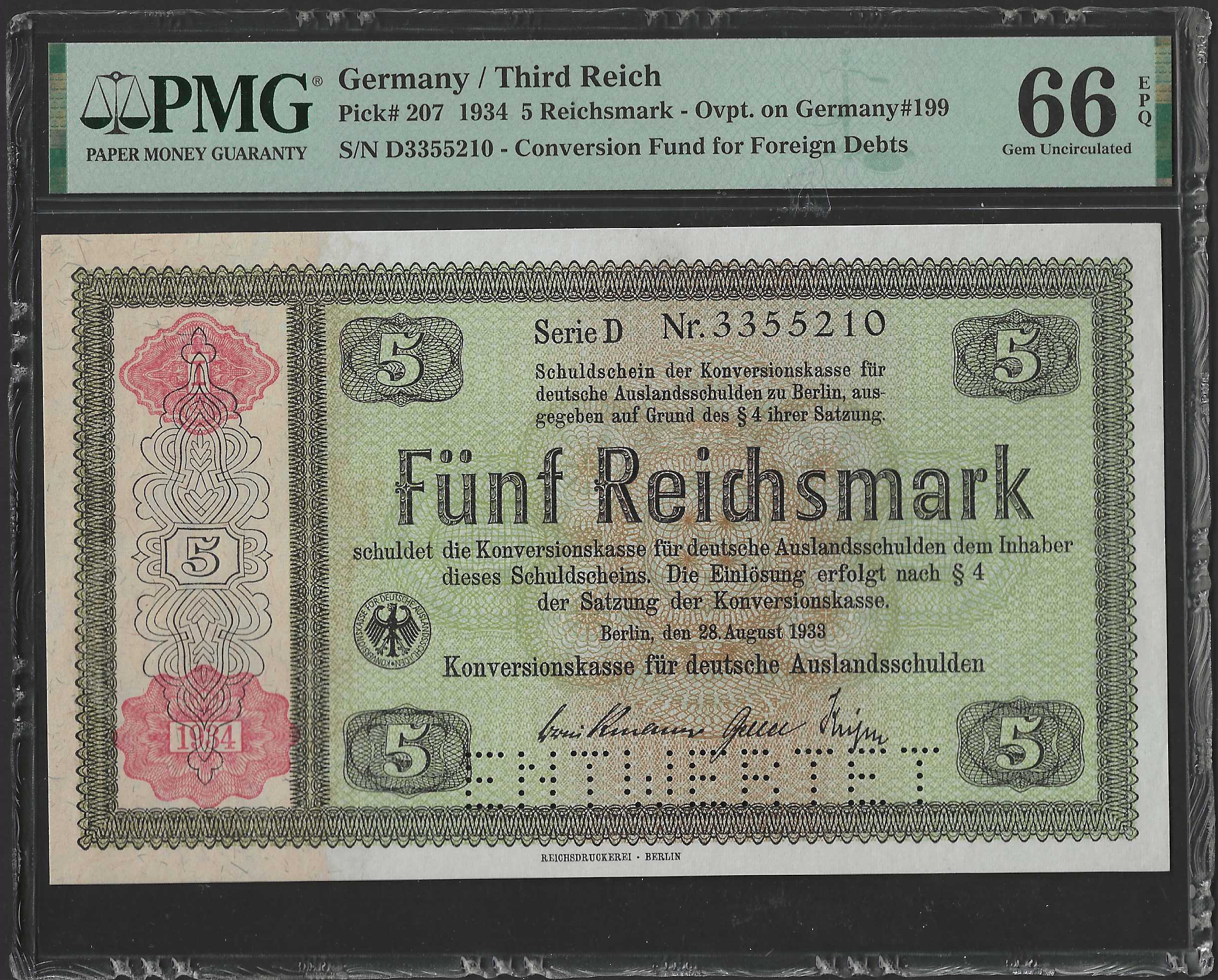 Alemania 5 Reichsmark 1934 Pick 207