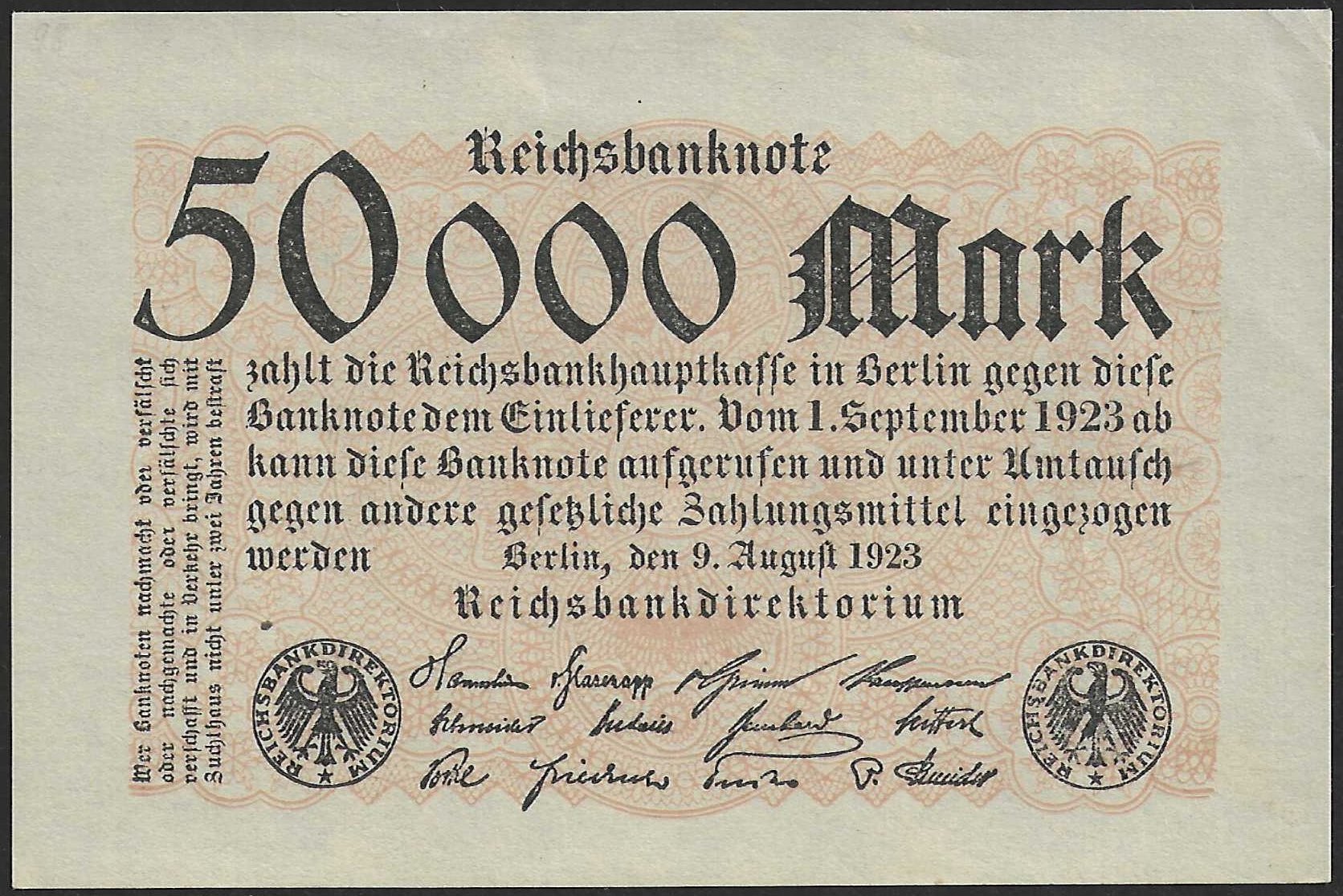 Alemania 50.000 Marcos 1923 Pick 99 SC