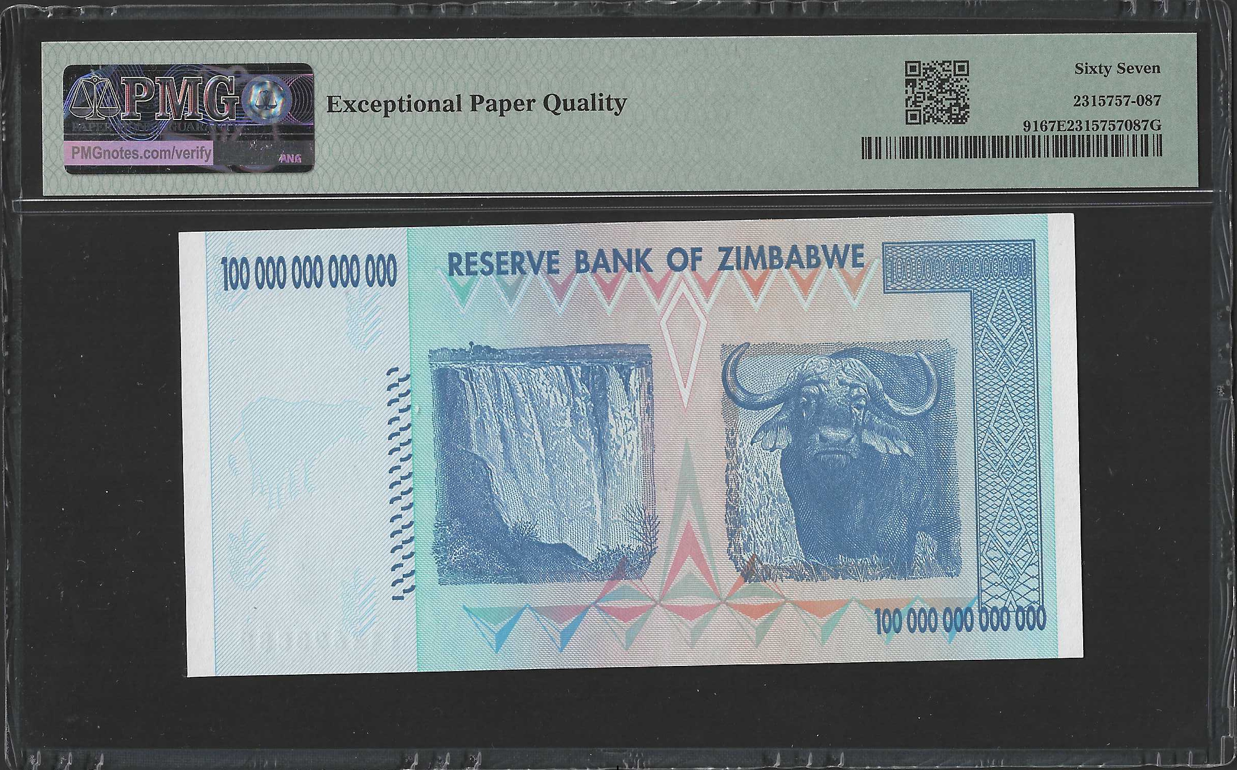 Zimbabwe 100 Trillones de Dólares 2008 Pick 91