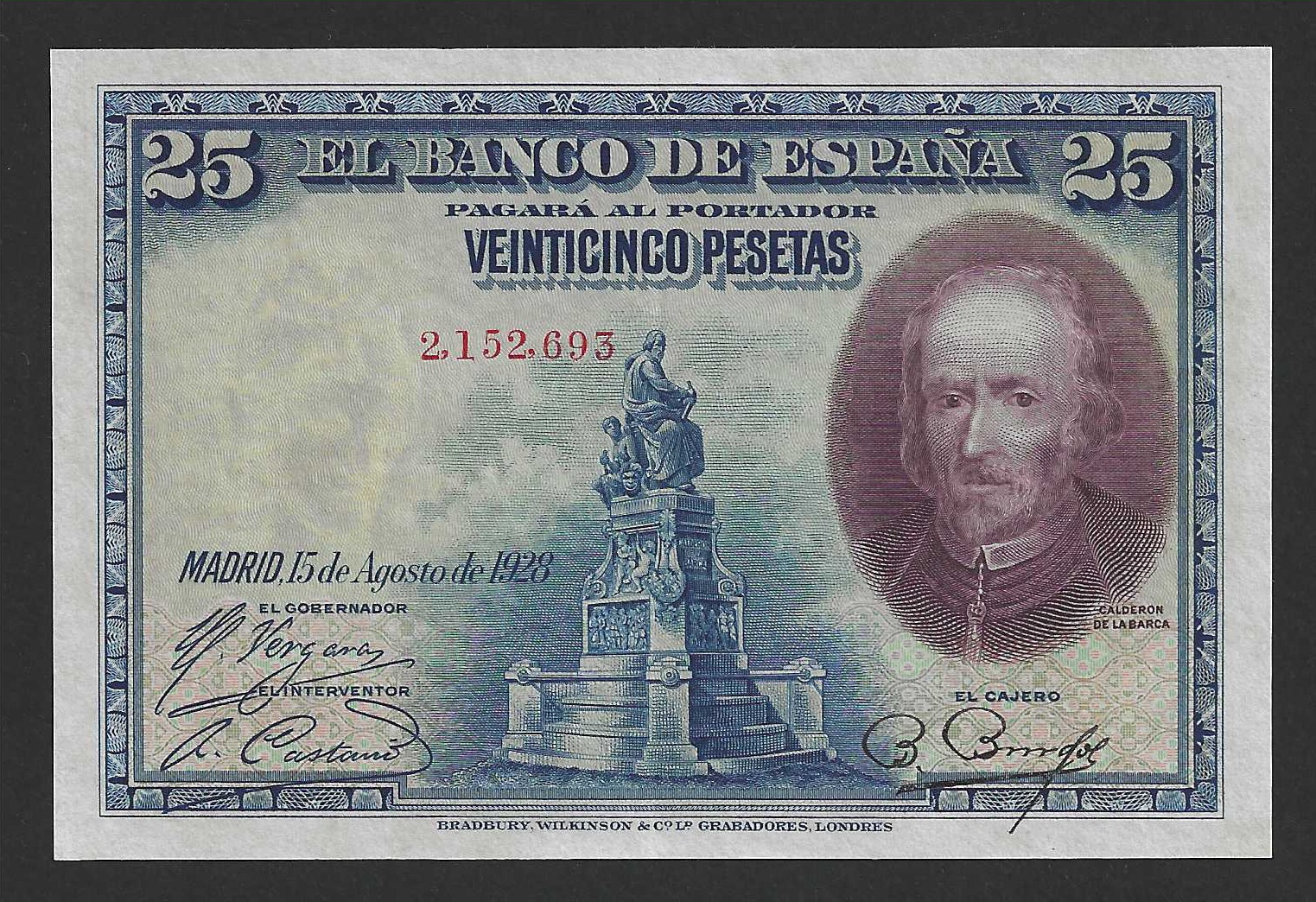 España 25 Pesetas 1928 Pick 74a Sin Serie EBC