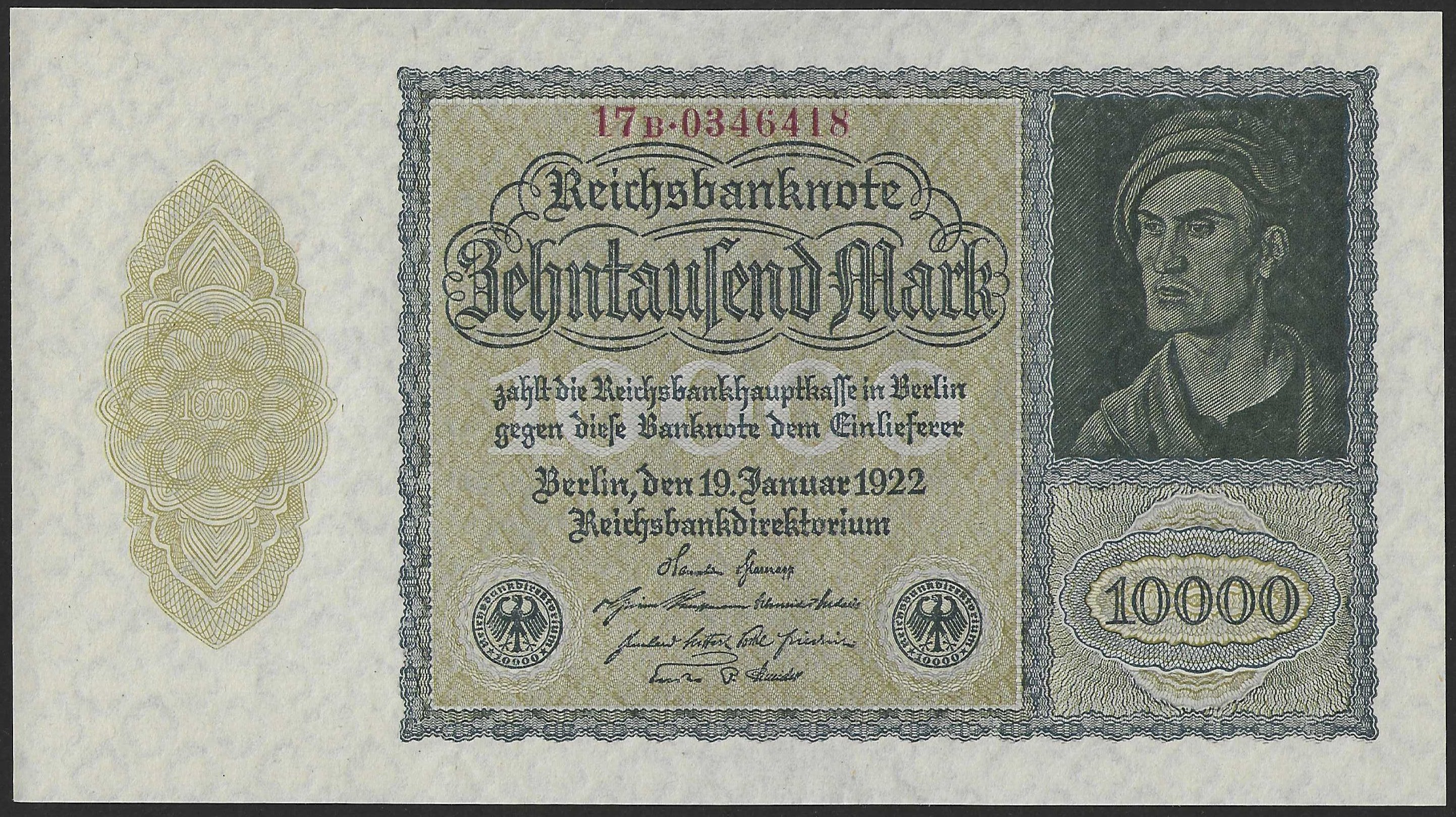 Alemania 10.000 Marcos 1922 Pick 72 SC