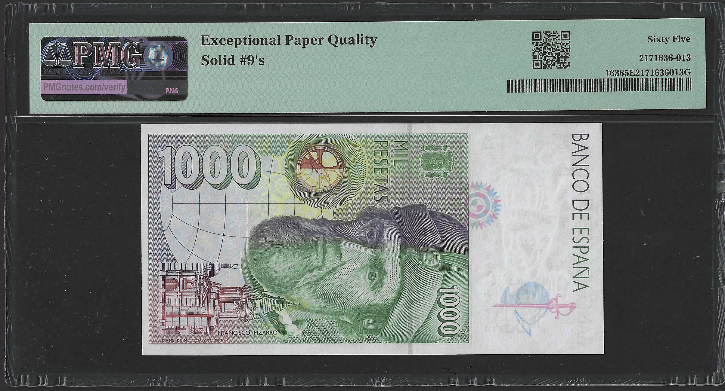 España 1000 Pesetas 1992 Pick 163 NÚMERO SÓLIDO