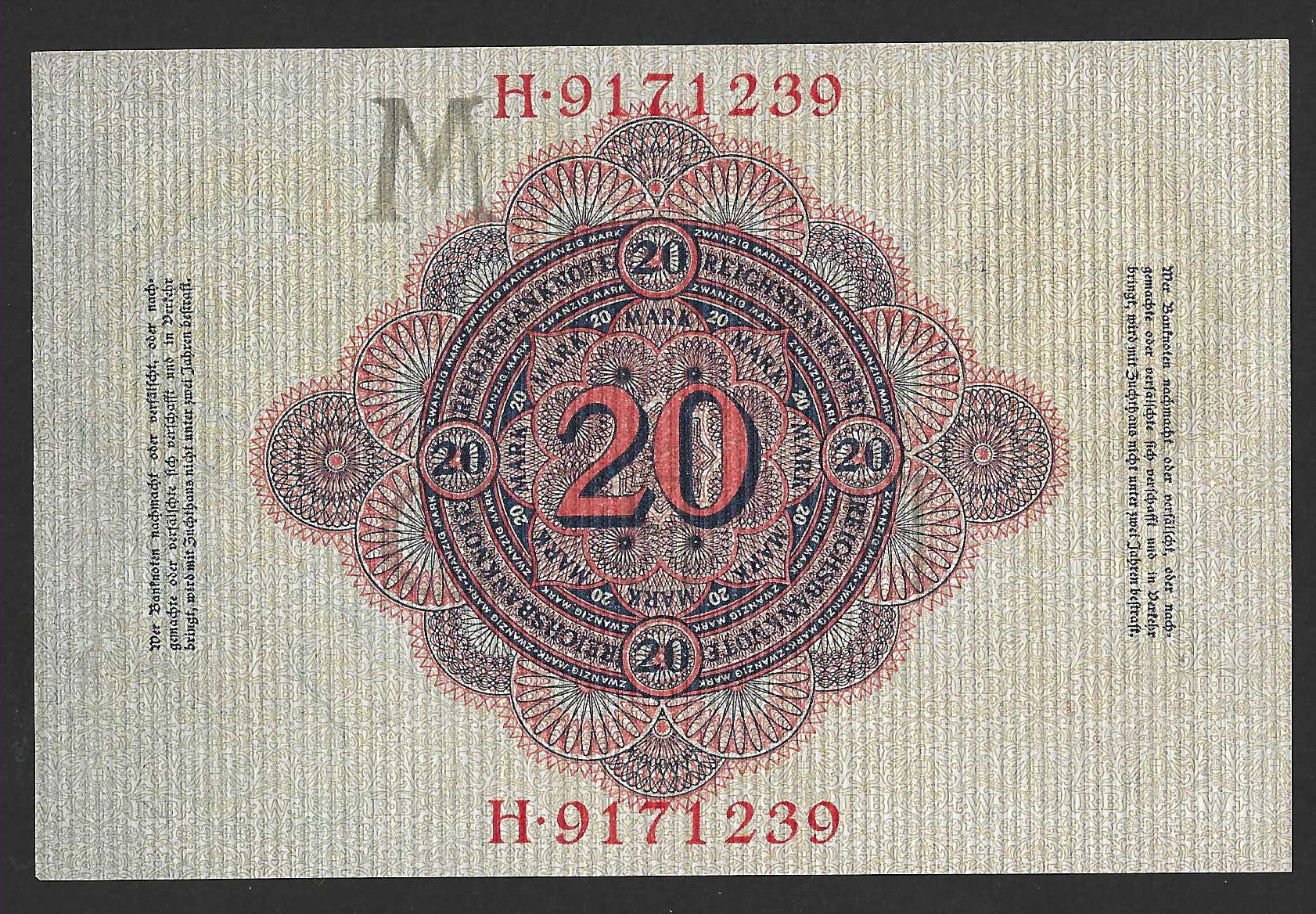 Alemania 20 Marcos 1910 Pick 37 SC 