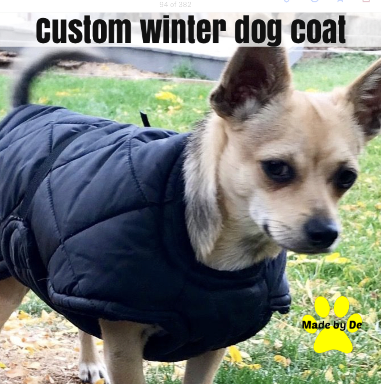 Black Quilted Winter Dog Coat