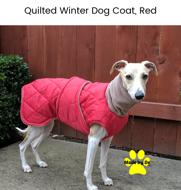 Red Quilted Winter Dog Coat