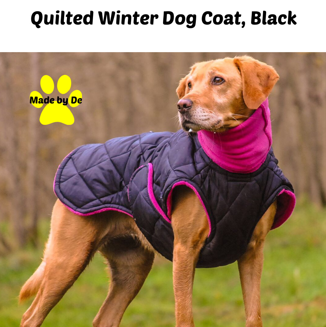 Black Quilted Winter Dog Coat