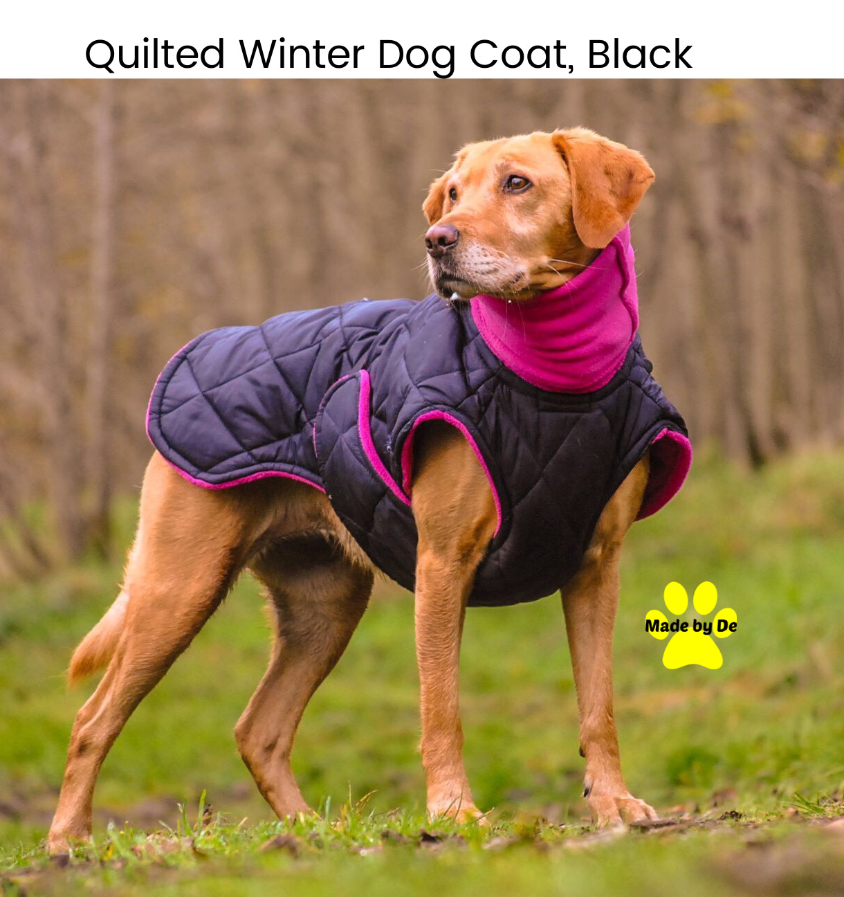 Black Quilted Winter Dog Coat