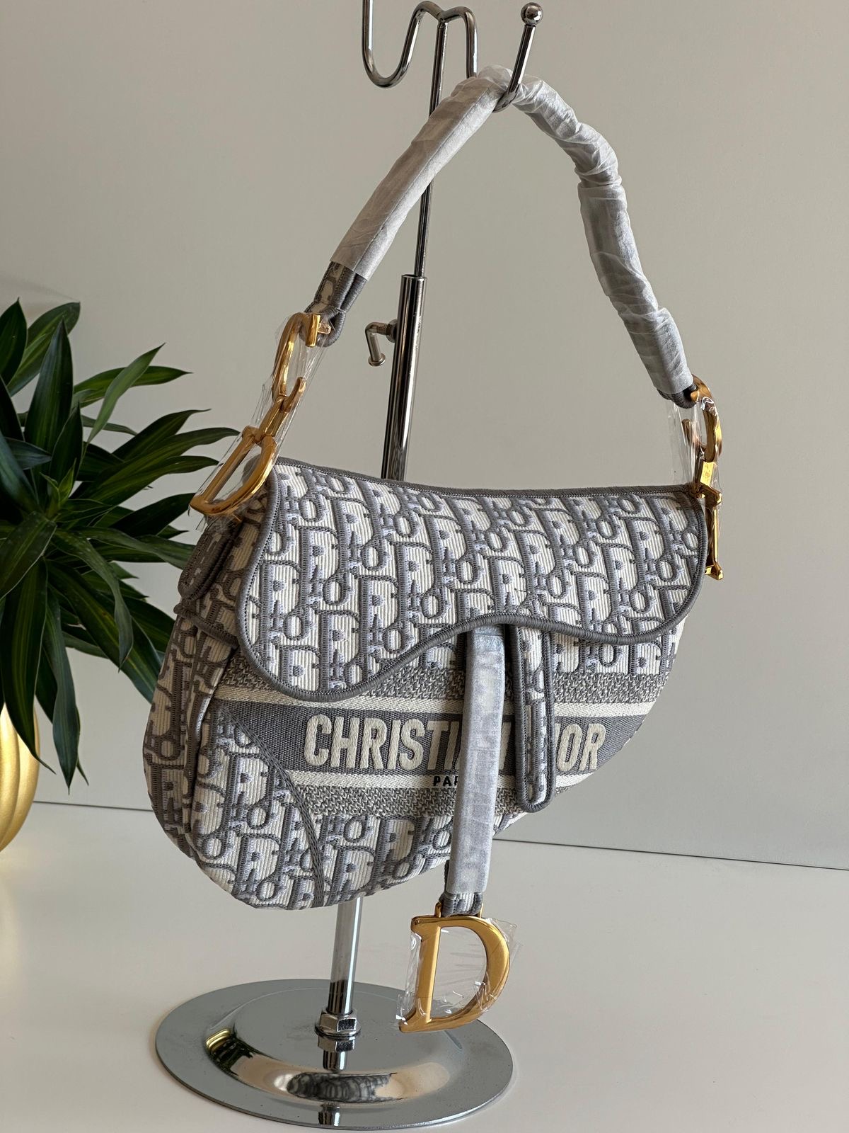 Sac Saddle Dior – Toile Oblique Gris