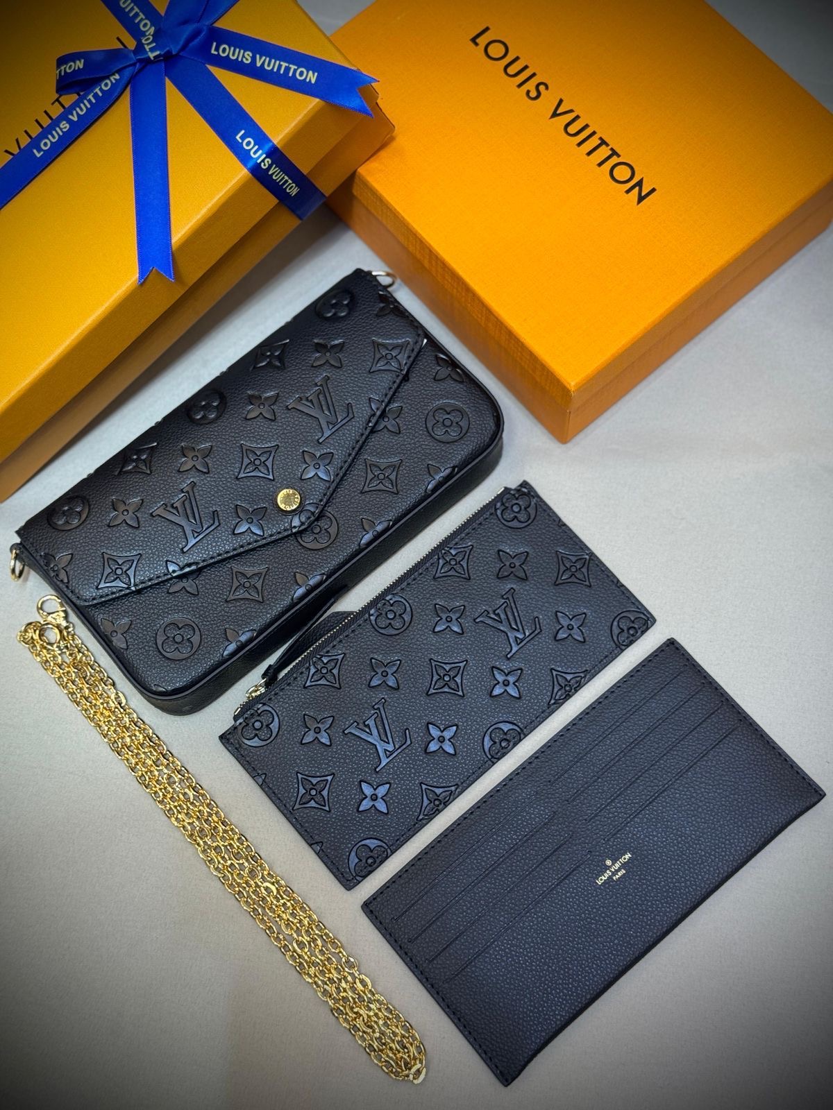 Ensemble LV Félicie Pochette – Cuir Monogram Empreinte Noir