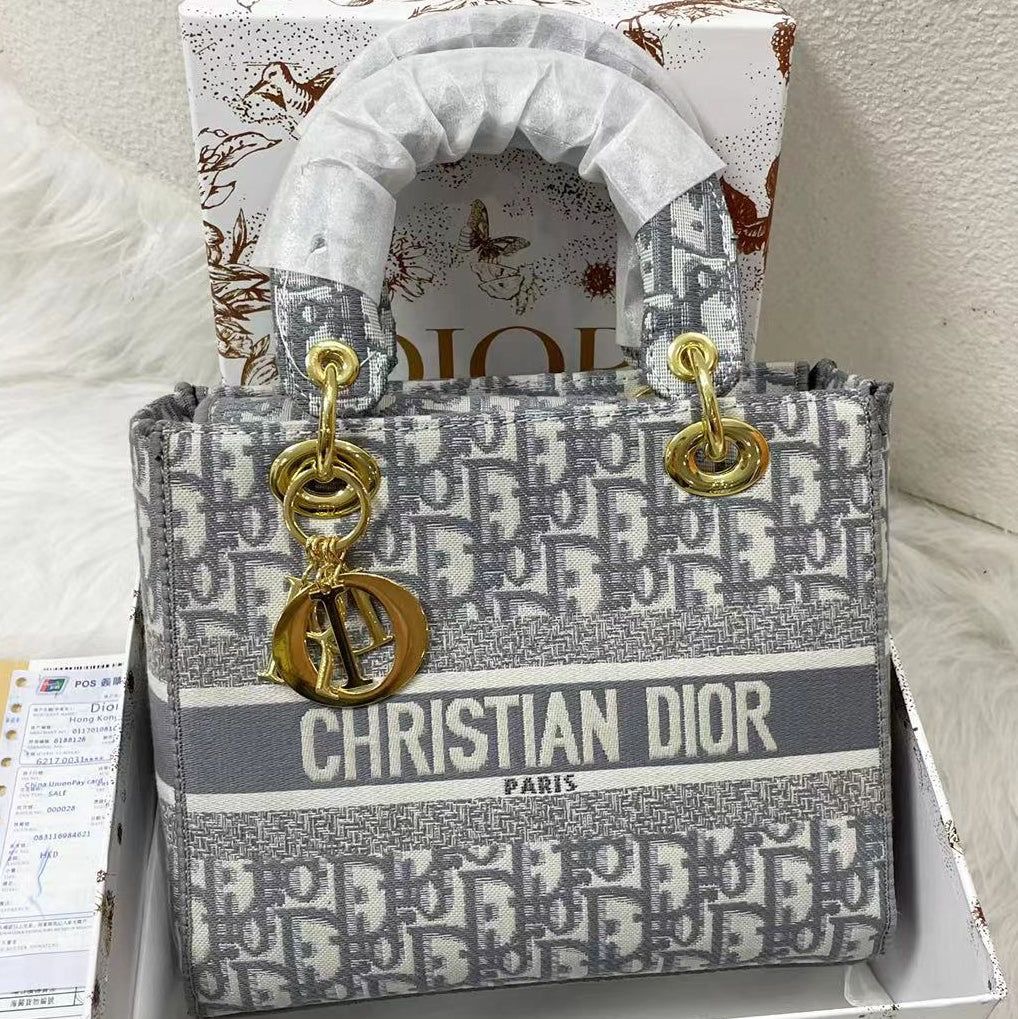 Sac Lady D-Lite Brodé Gris