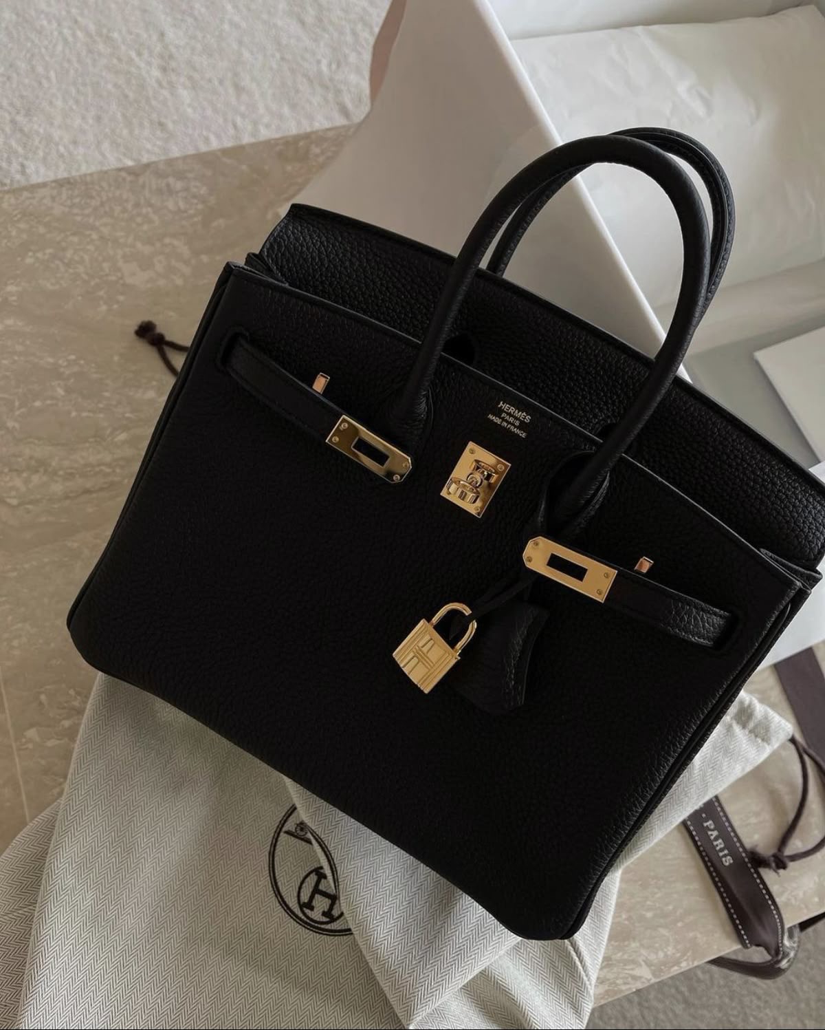 Sac Hermes Black Togo 25