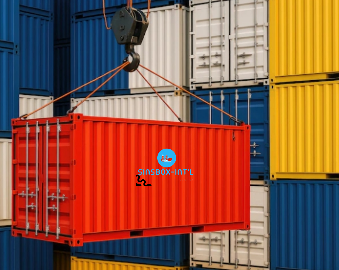 Conteneurs maritimes orange