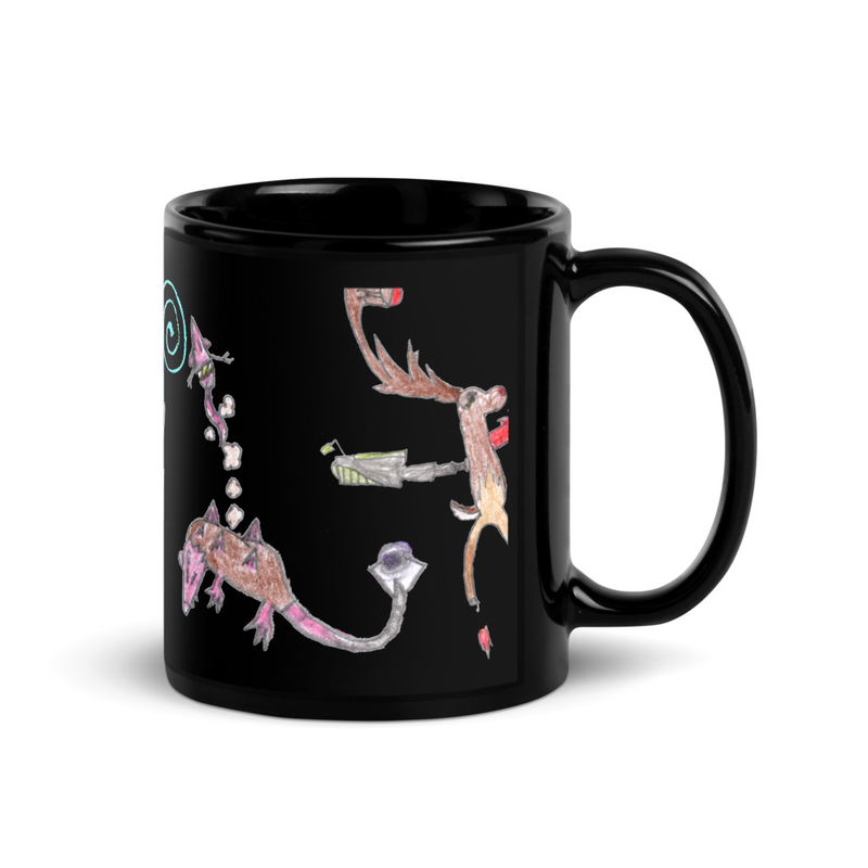 Cyborg Friends Black Glossy Mug