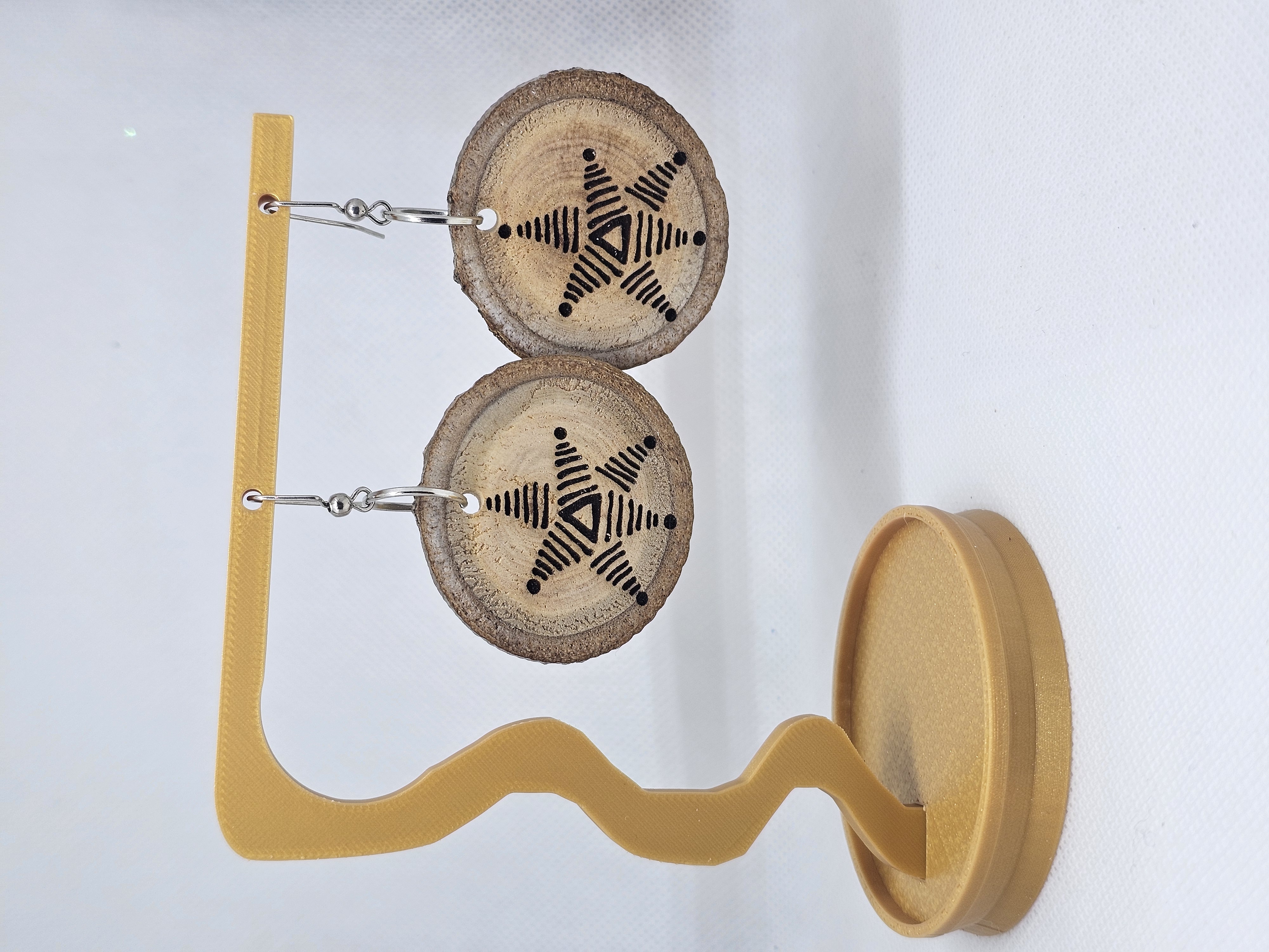 Wood Slice Star Earrings