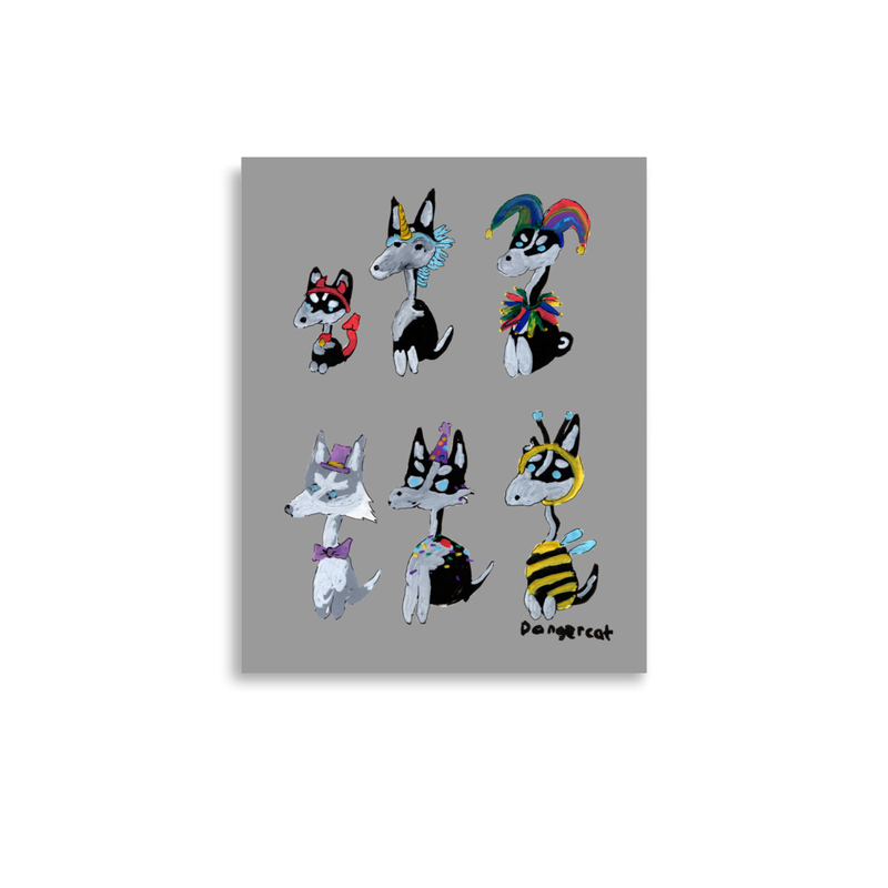 Huskies in Costumes Art Print