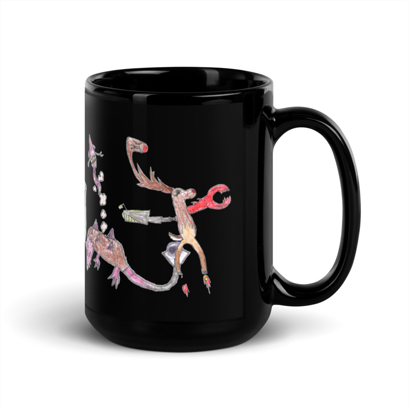 Cyborg Friends Black Glossy Mug