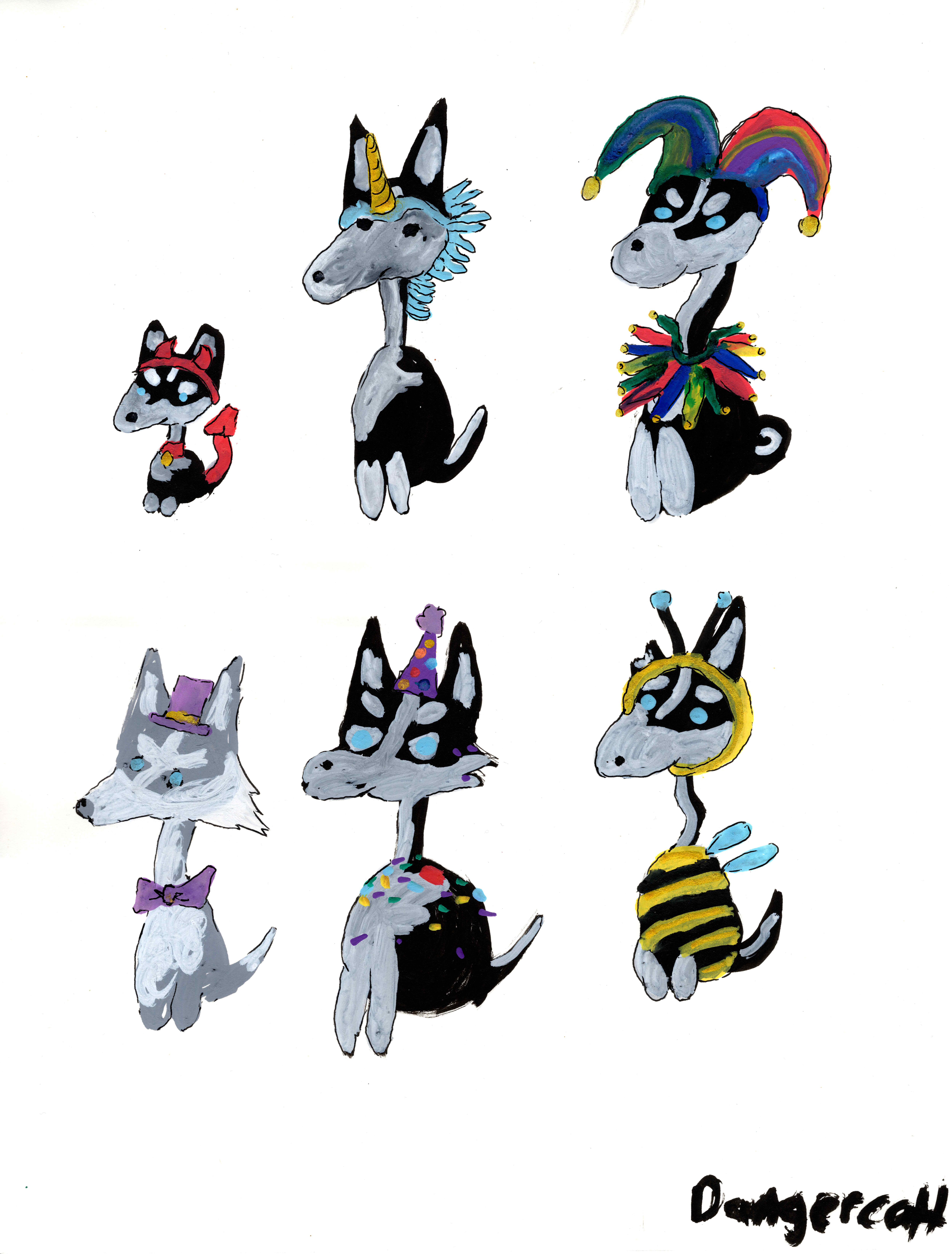 Huskies in Costumes painting (original)