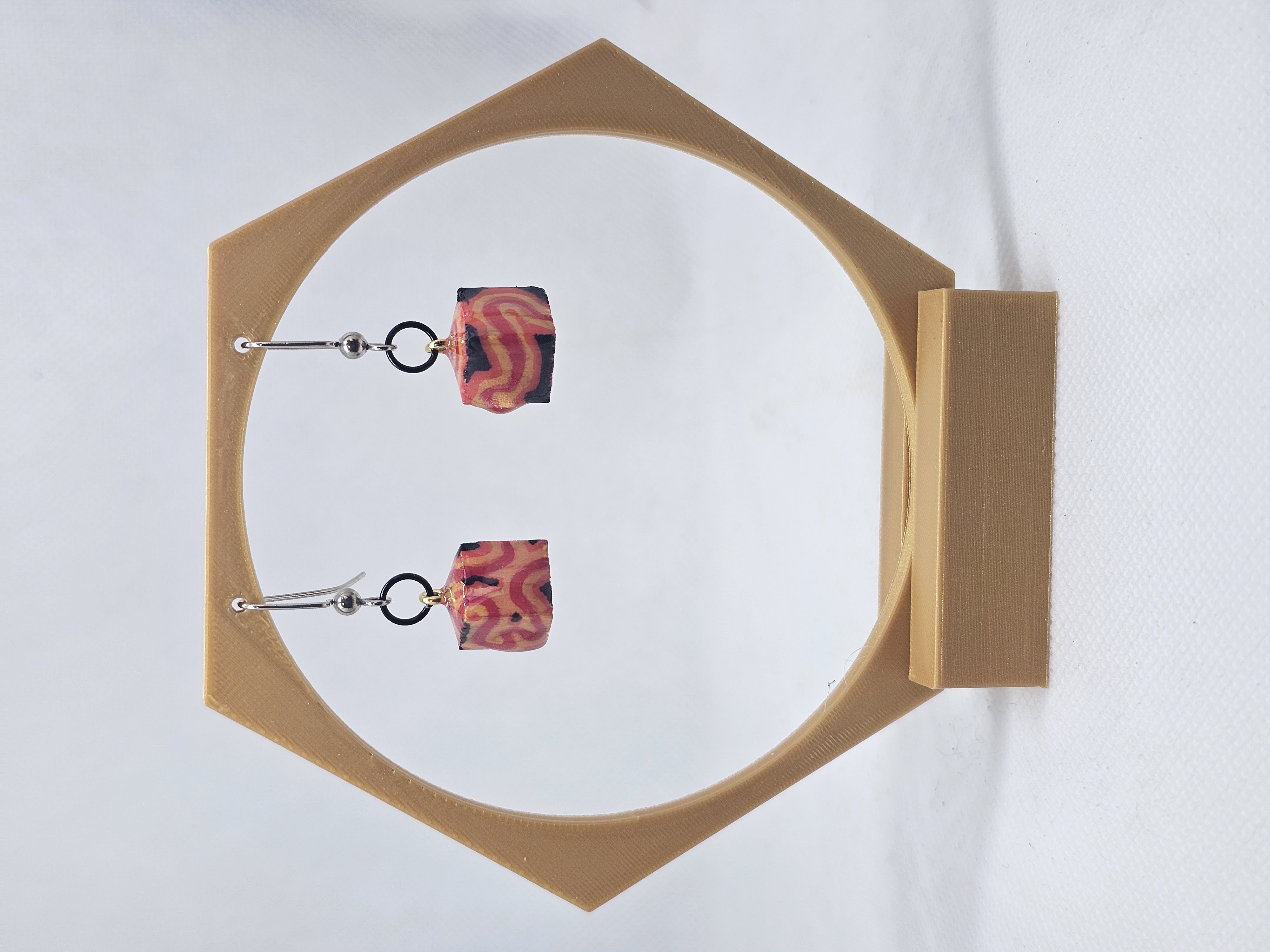 Handrawn Wooden Art Earrings coated in resin