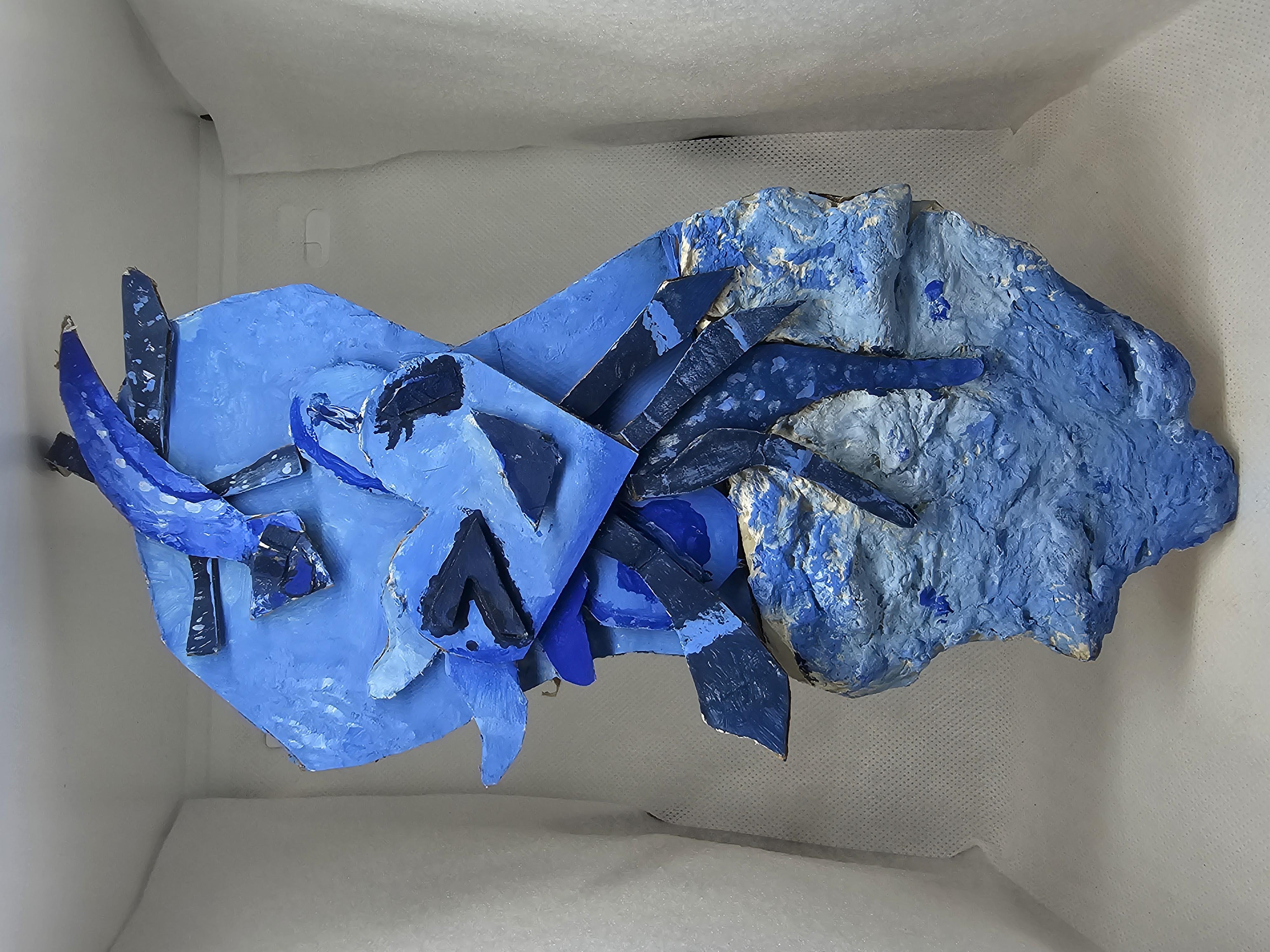 Abstract Blue Cardboard sculpture