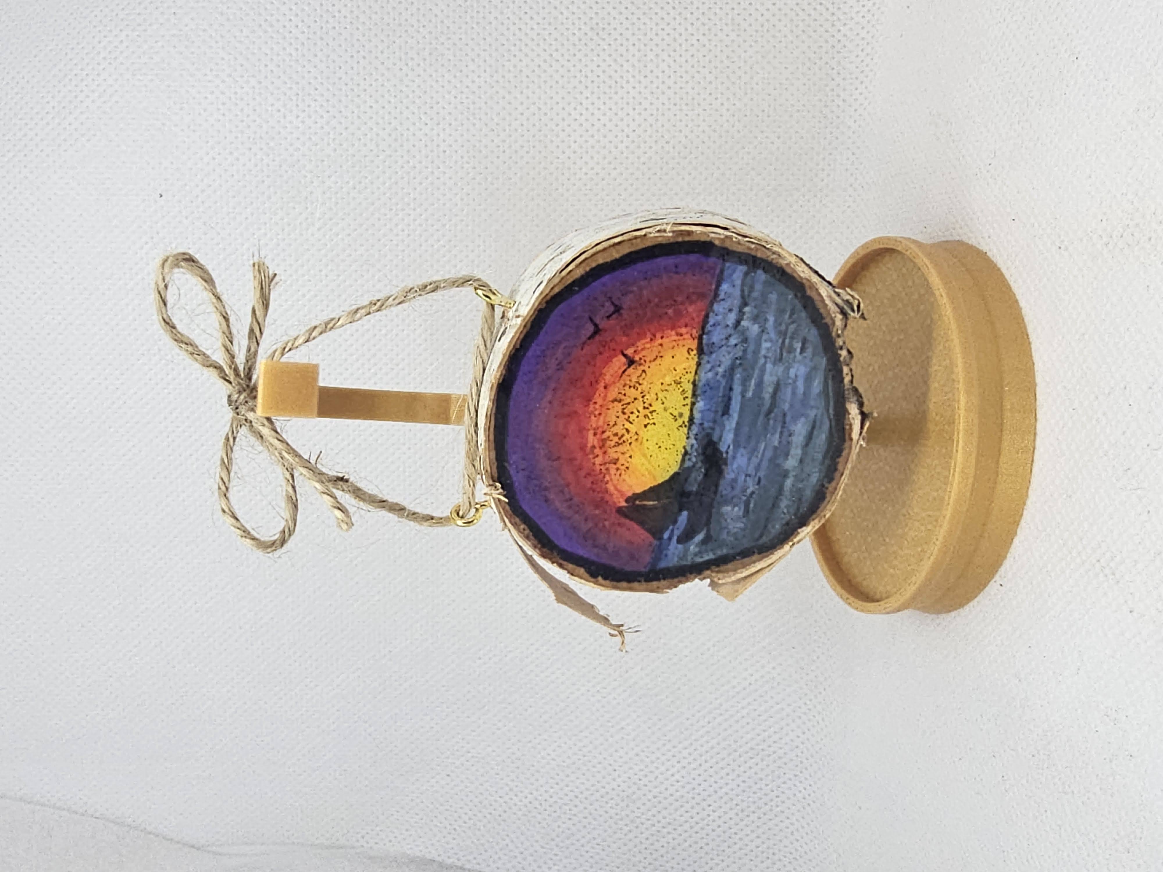 Hand-Painted Wooden Sunset Art